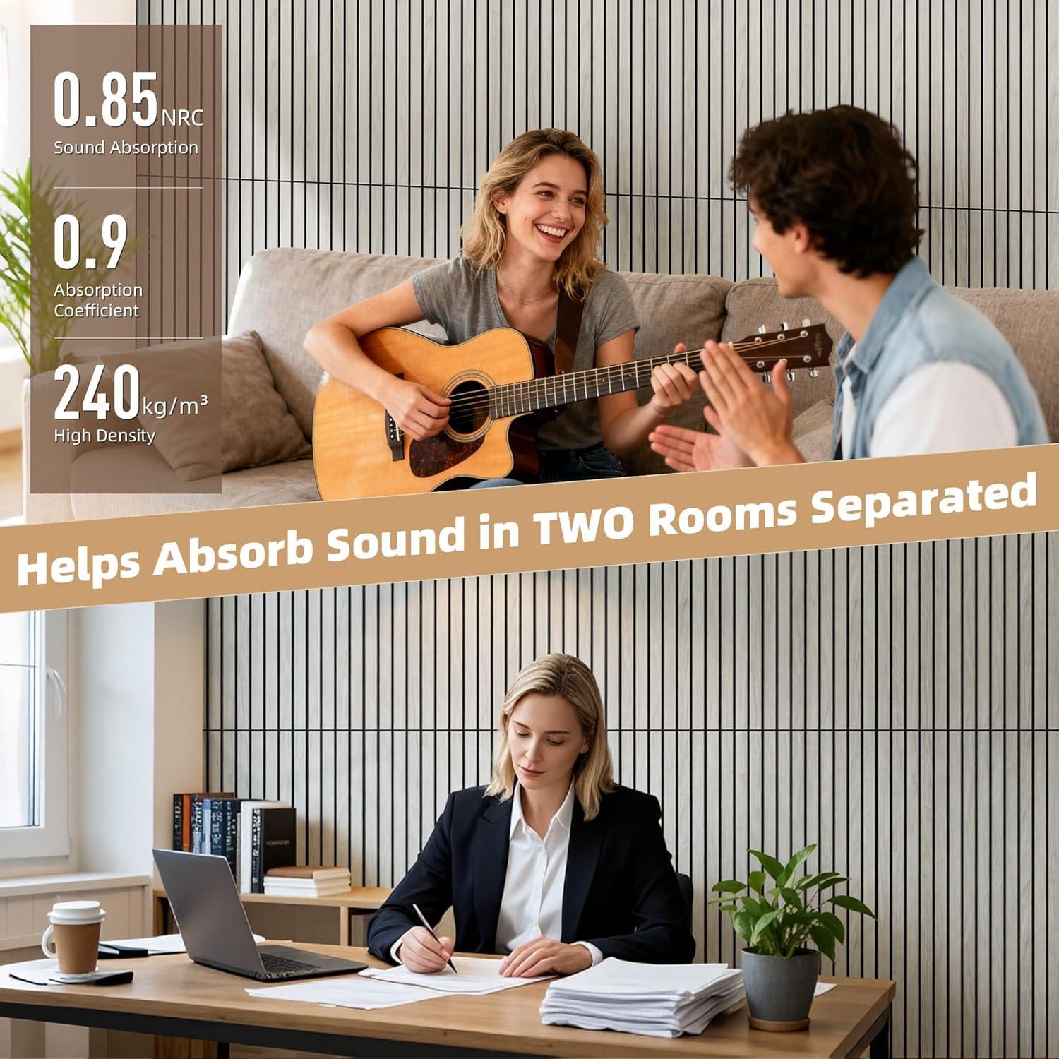 Panel Acústico de Madera TO-TH, 4 Piezas 120x60 cm Aislantes