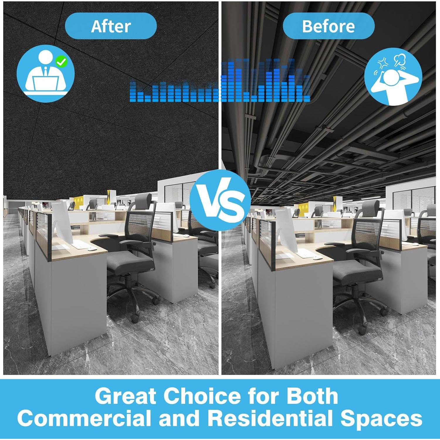 Azulejos Acústicos Art3d 12 Paneles 60x60cm Impermeables