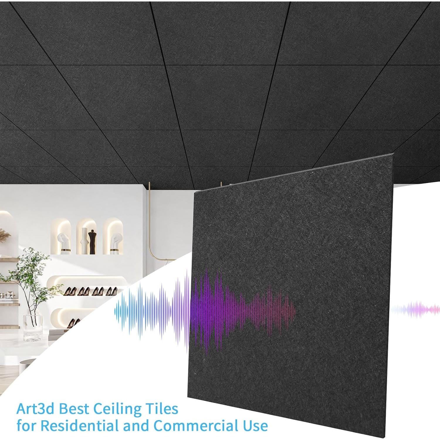 Azulejos Acústicos Art3d 12 Paneles 60x60cm Impermeables