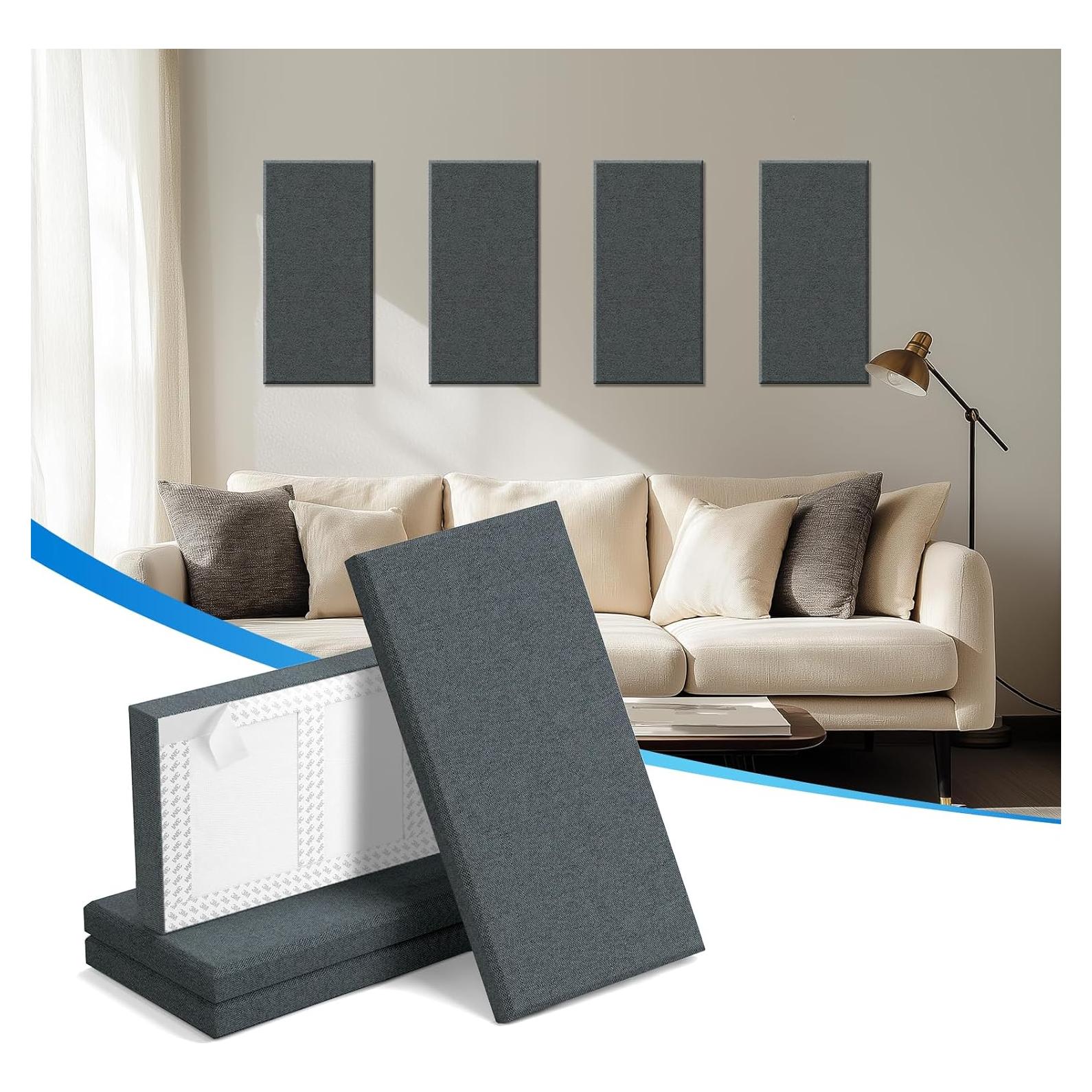 Paneles Acústicos de Pared 4 PCS Gris 60x30 cm Absorbentes