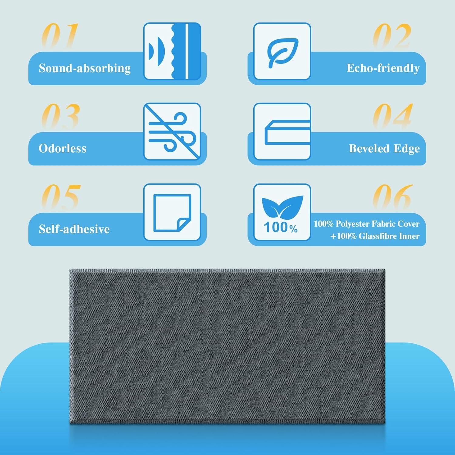 Paneles Acústicos de Pared 4 PCS Gris 60x30 cm Absorbentes