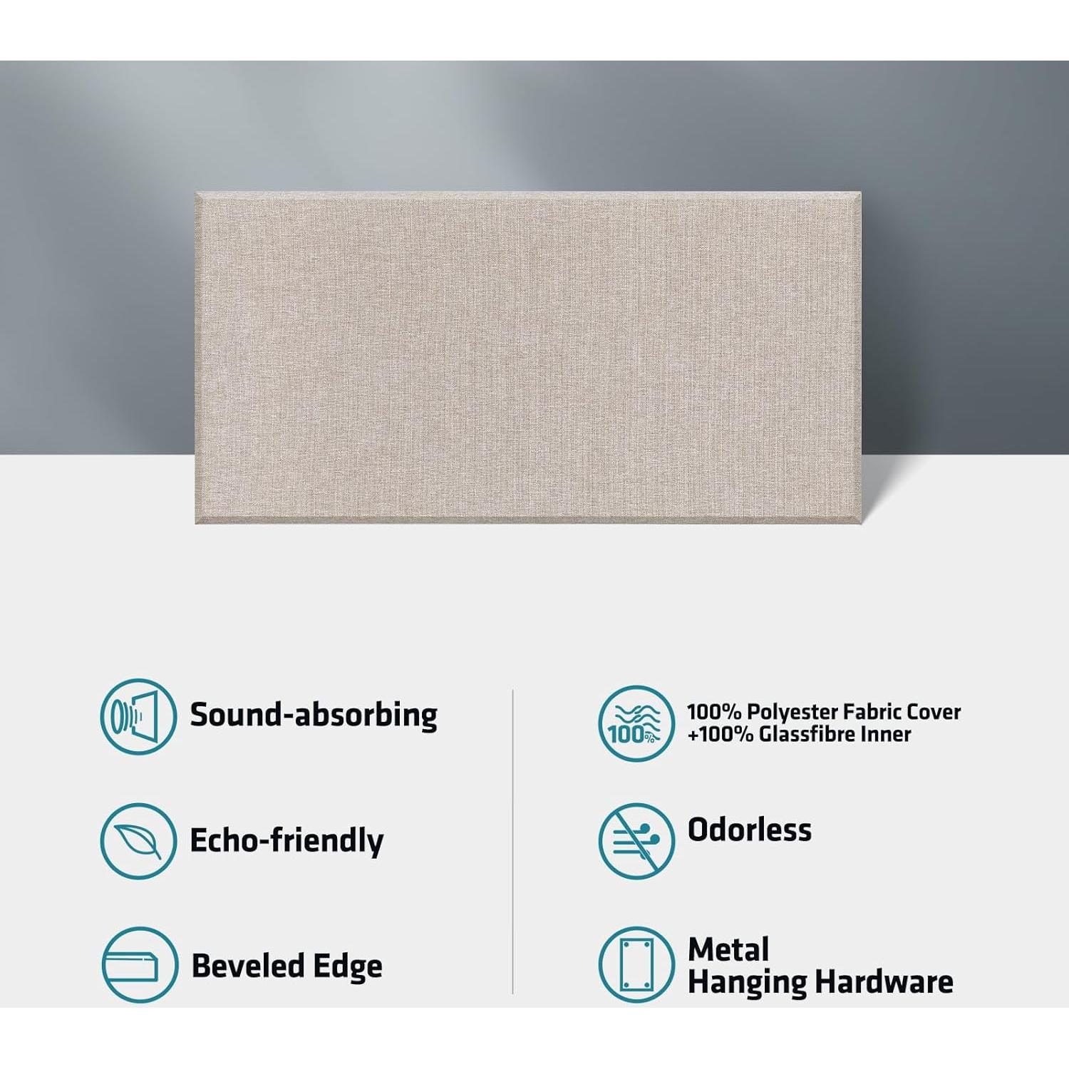 Paneles Acústicos de Fibra de Vidrio 120x60 cm Lino 2 PCS