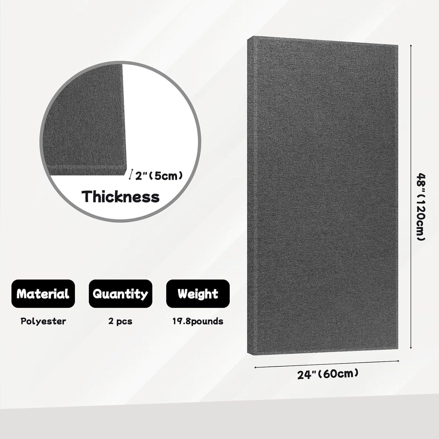 2 Paneles Acústicos Absorbentes de Sonido 119.4x58.4cm Gris