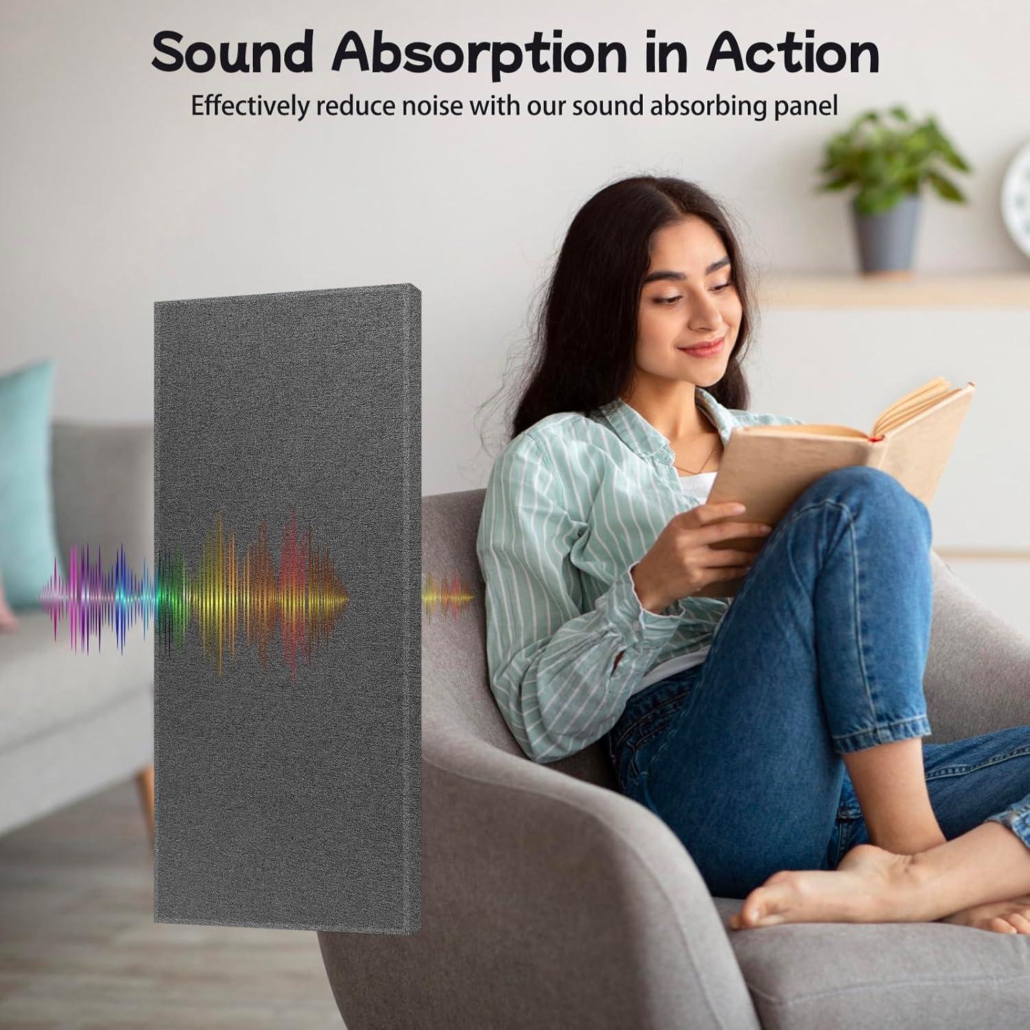 2 Paneles Acústicos Absorbentes de Sonido 119.4x58.4cm Gris