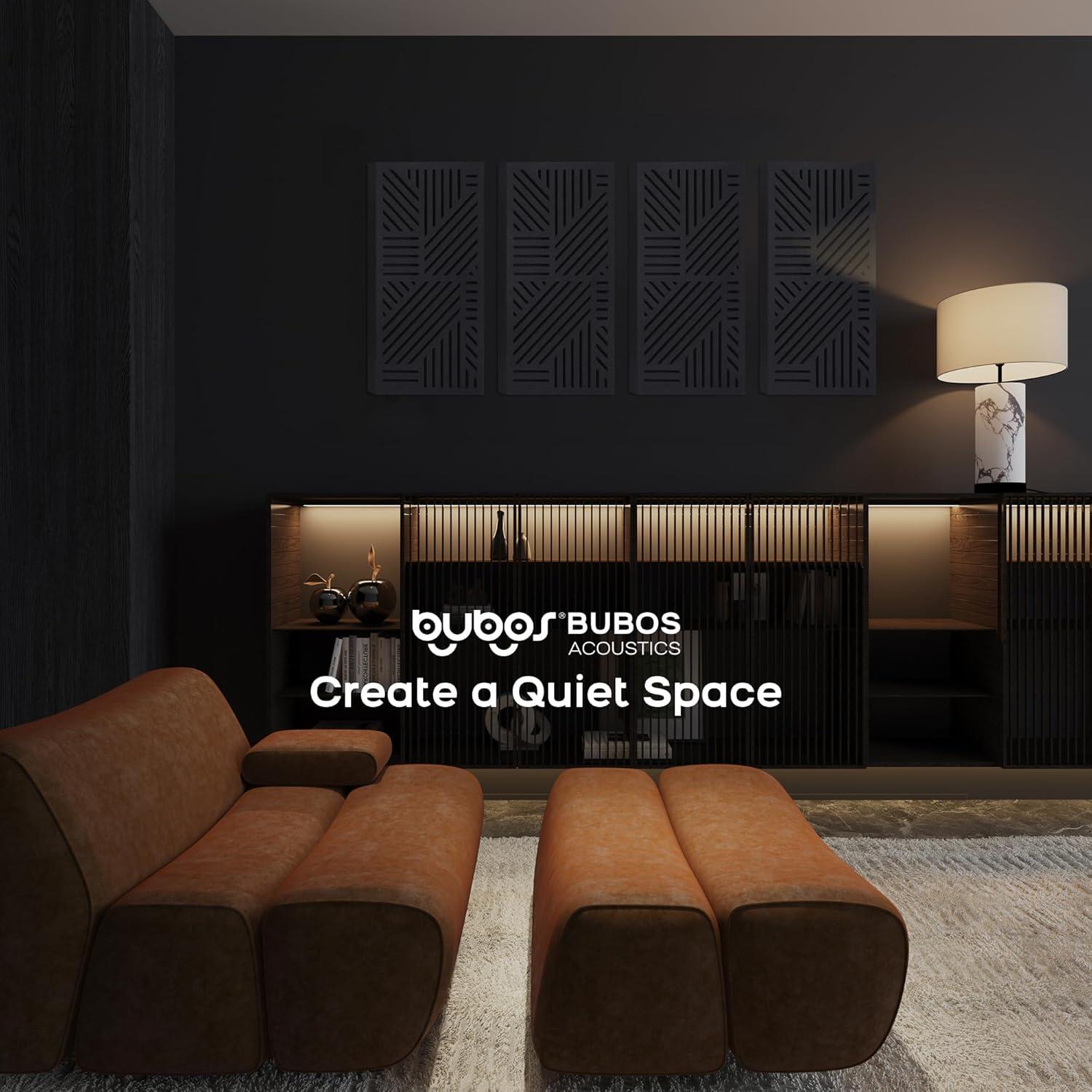 Paneles Acústicos Autoadhesivos BUBOS 4 Pack 60x30cm Negro