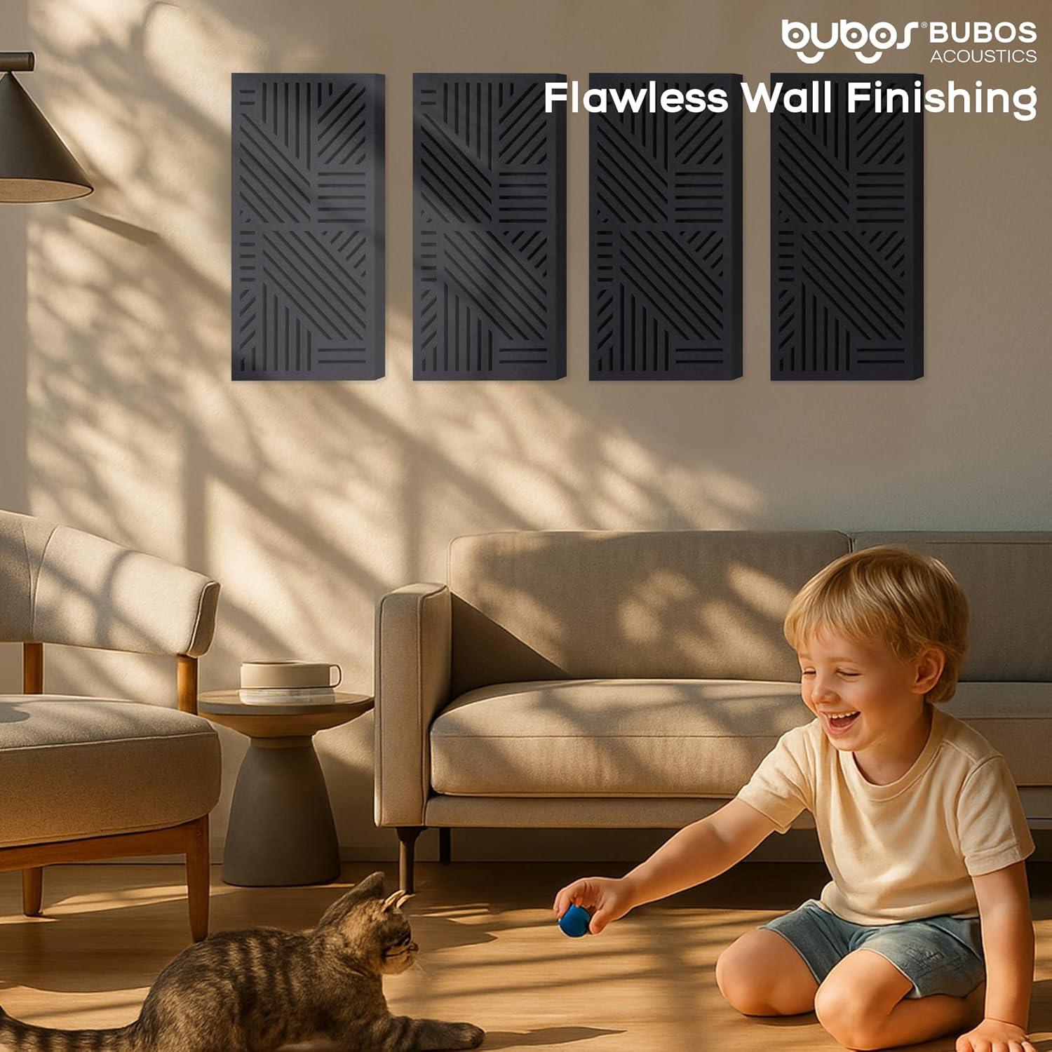 Paneles Acústicos Autoadhesivos BUBOS 4 Pack 60x30cm Negro