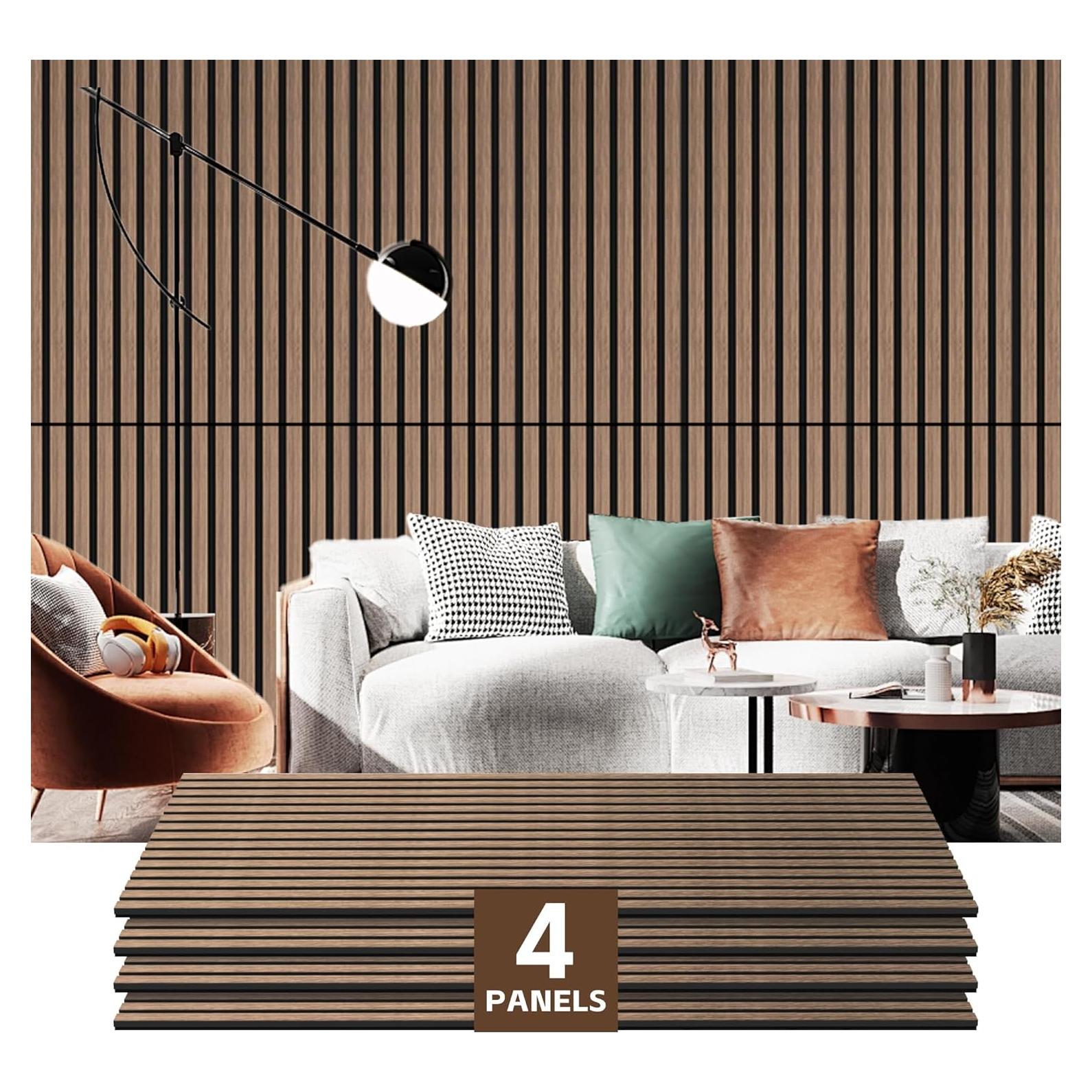 Paneles Acústicos de Madera RITOLLO 120x60 cm Nuez Natural - 4 PCS