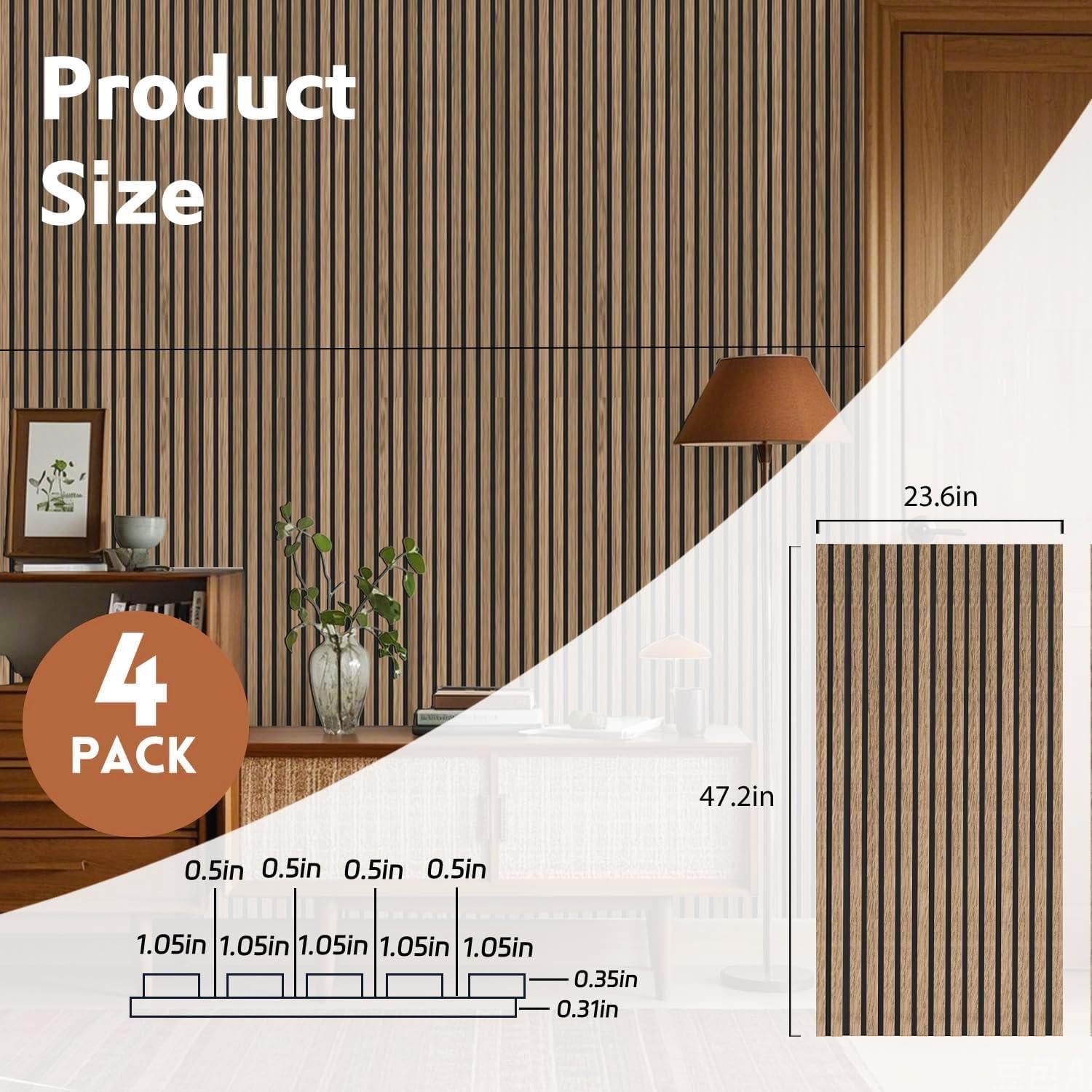 Paneles Acústicos de Madera RITOLLO 120x60 cm Nuez Natural - 4 PCS