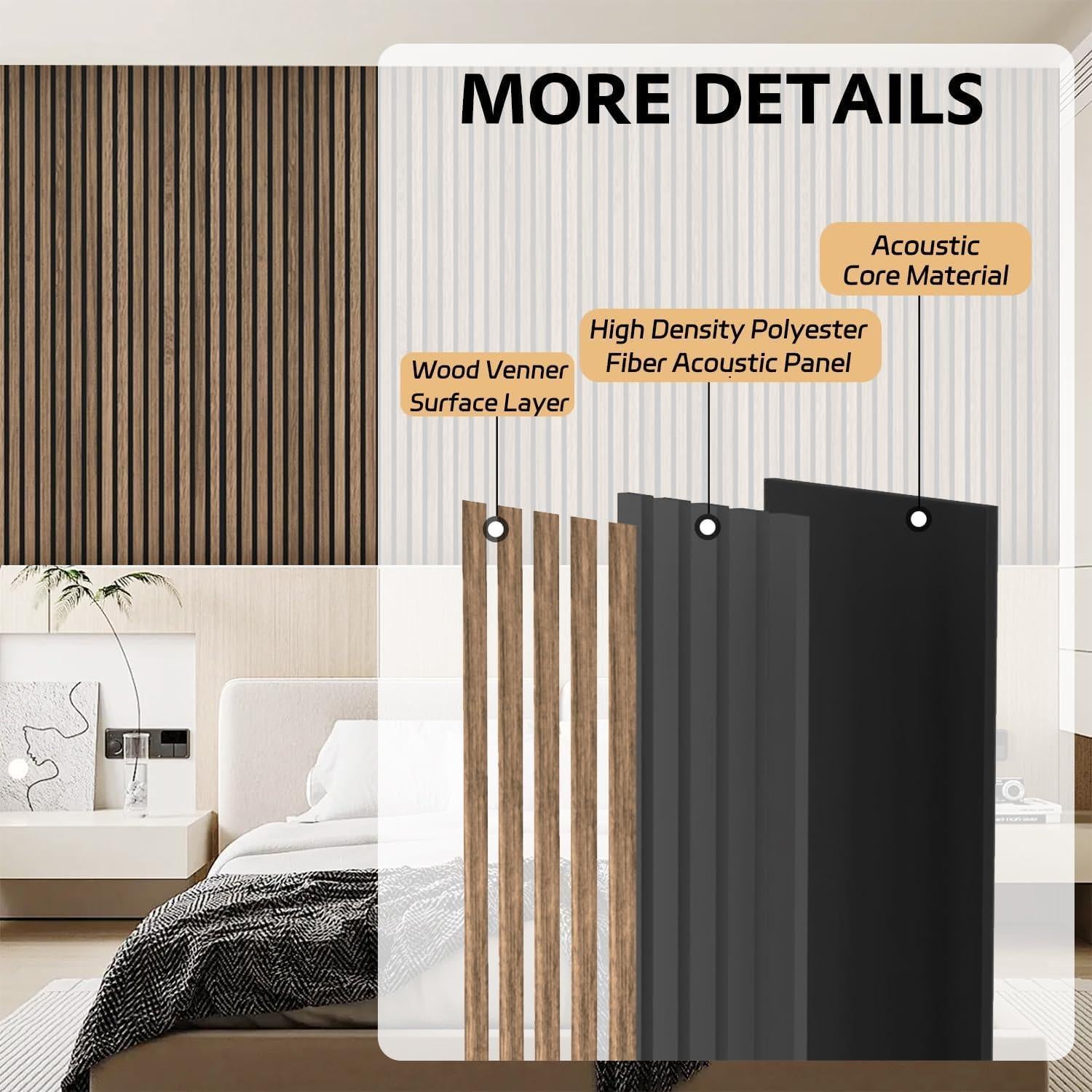 Paneles Acústicos de Madera RITOLLO 120x60 cm Nuez Natural - 4 PCS