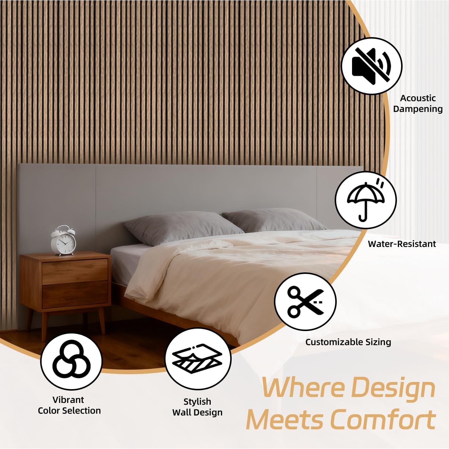 Paneles Acústicos de Madera RITOLLO 120x60 cm Nuez Natural - 4 PCS