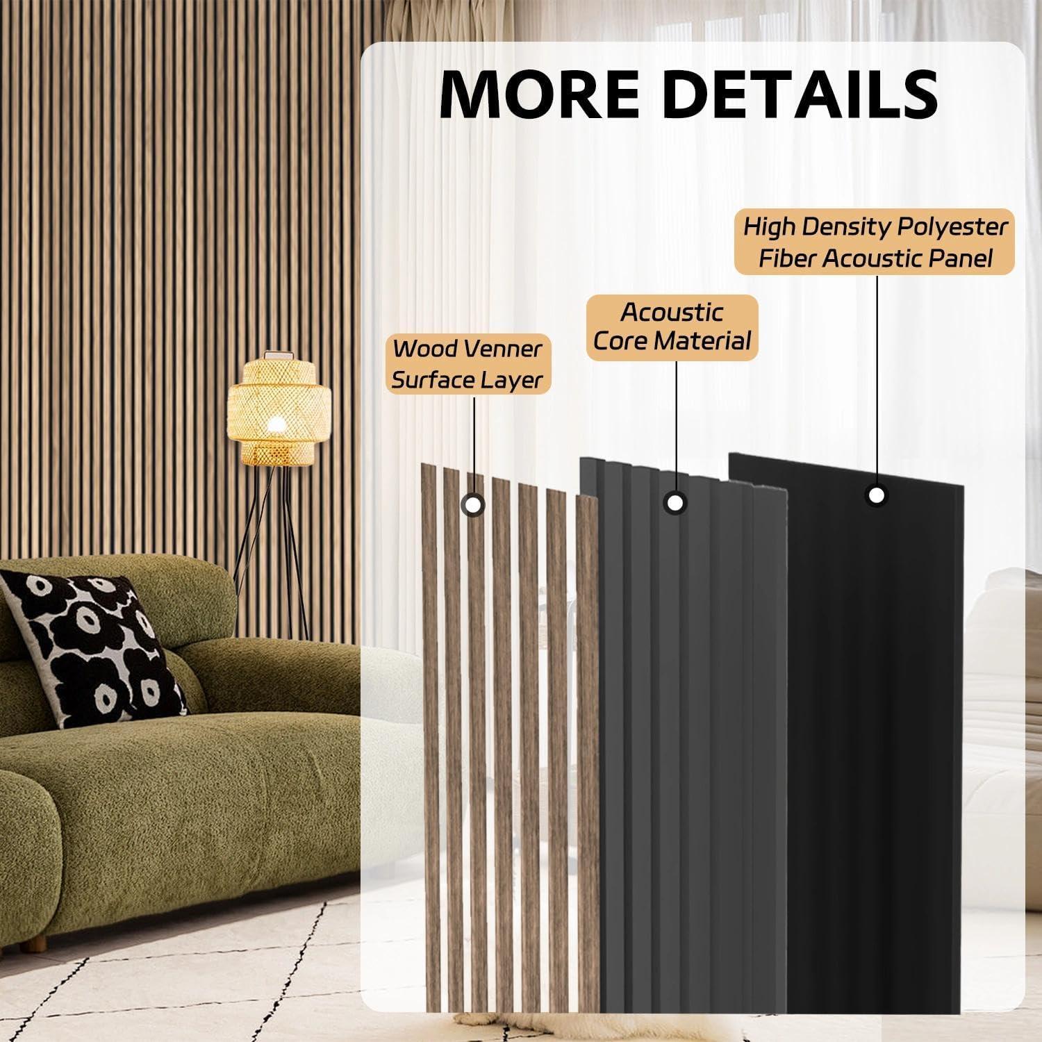 Paneles Acústicos de Madera RITOLLO 2 Piezas 240x28 cm Nogal