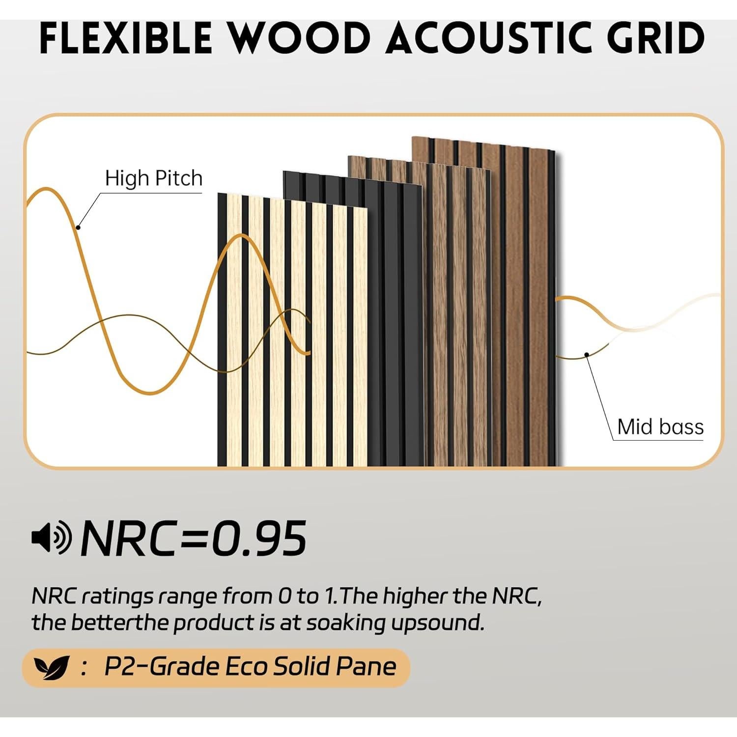 Paneles Acústicos de Madera RITOLLO 2 Piezas 240x28 cm Nogal