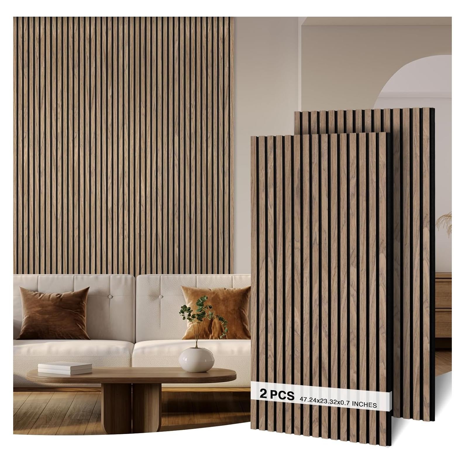 Paneles Acústicos de Madera Nogal - Paquete de 2, 120x60cm