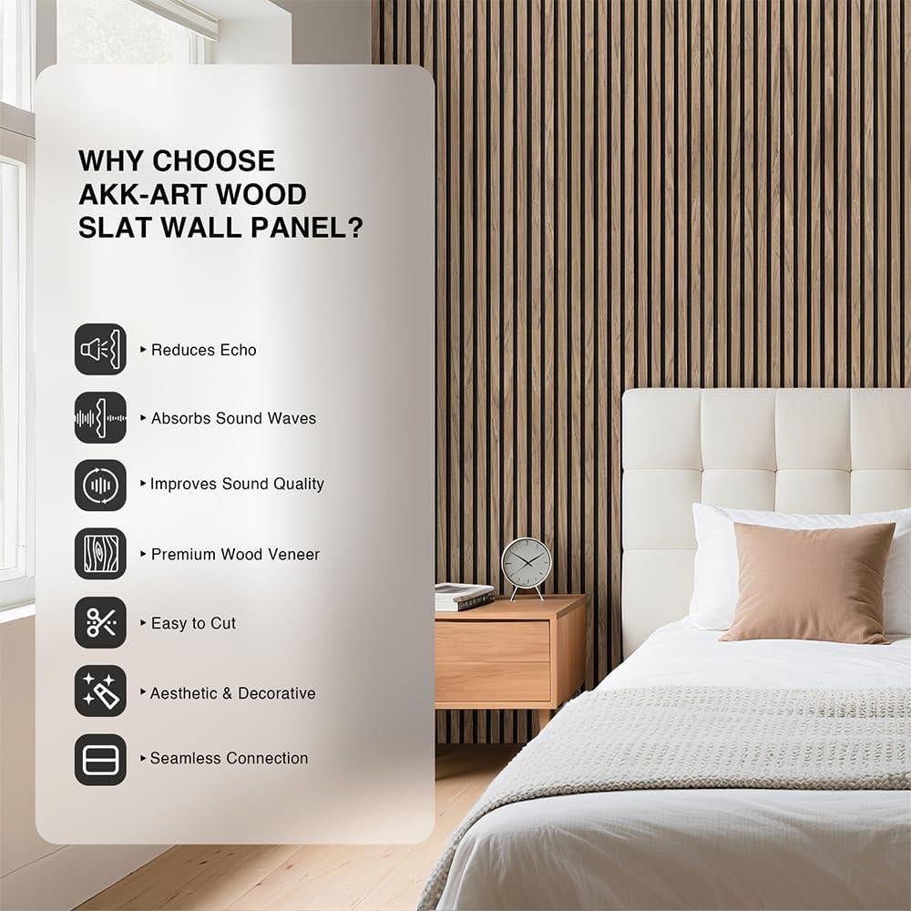 Paneles Acústicos de Madera Nogal - Paquete de 2, 120x60cm