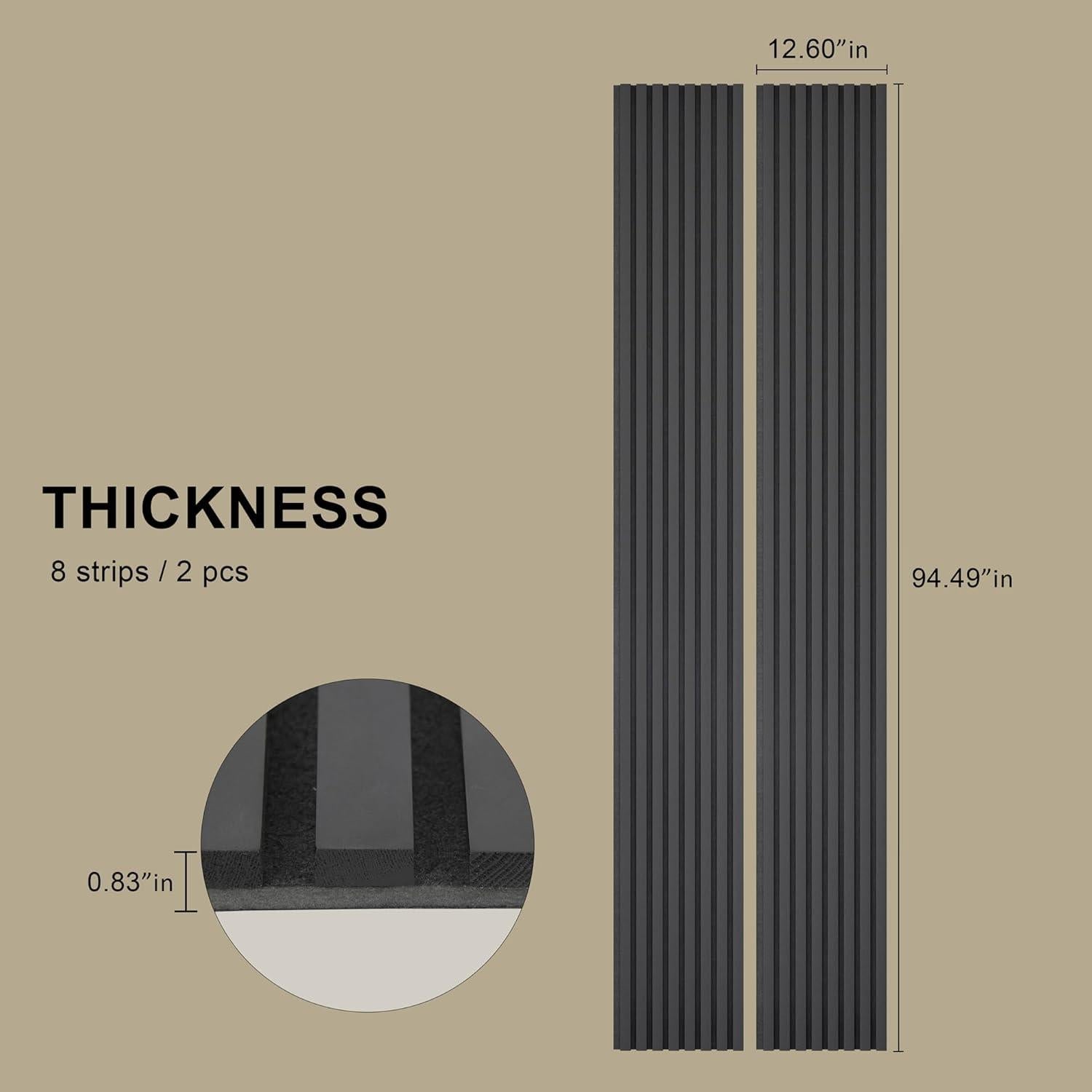 Paneles Acústicos de Madera MODCART 240.4x32 cm Negro