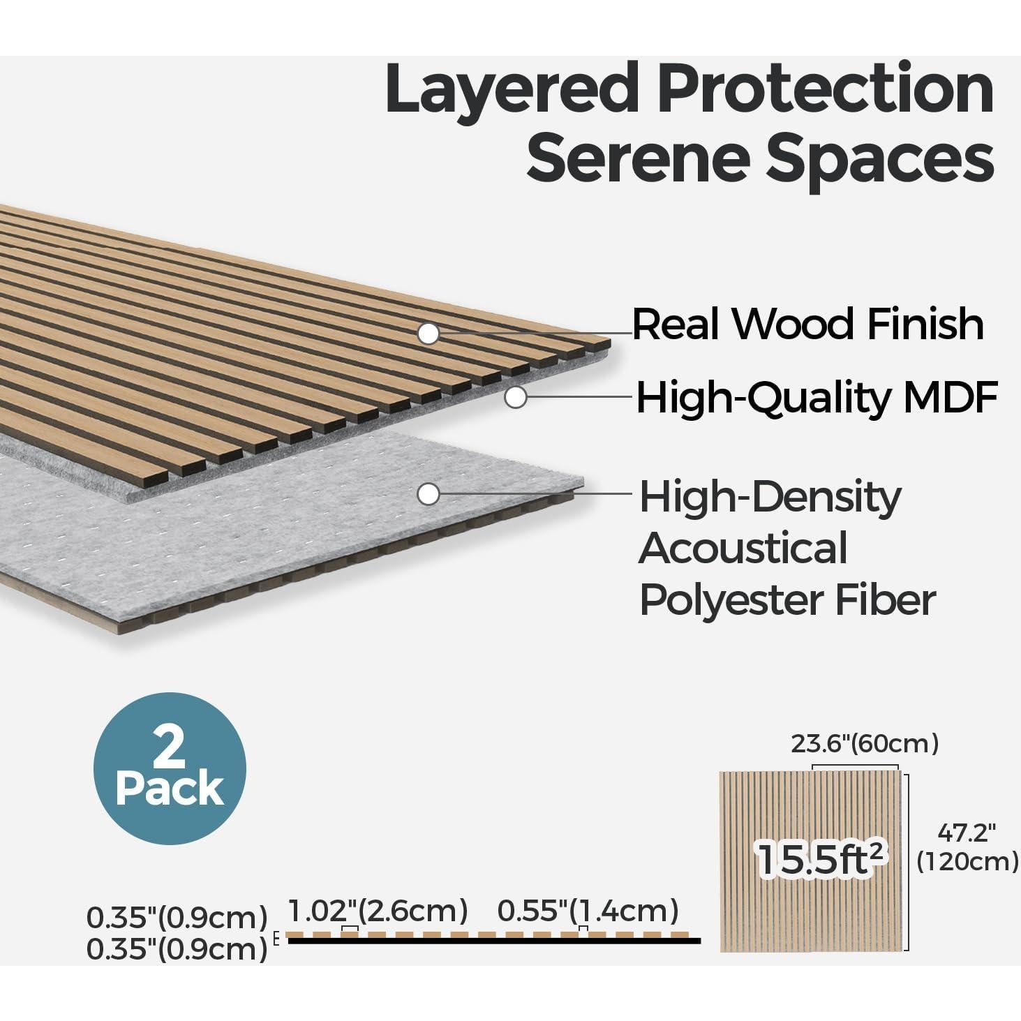 Paneles Acústicos de Madera AKUMAX 2 Piezas 60x120 cm Roble Clásico