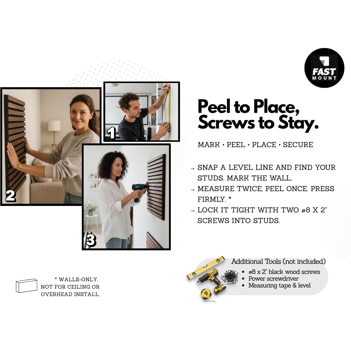 Paneles Acústicos de Madera Autoadhesivos RT60X - 4 Piezas 61x61cm