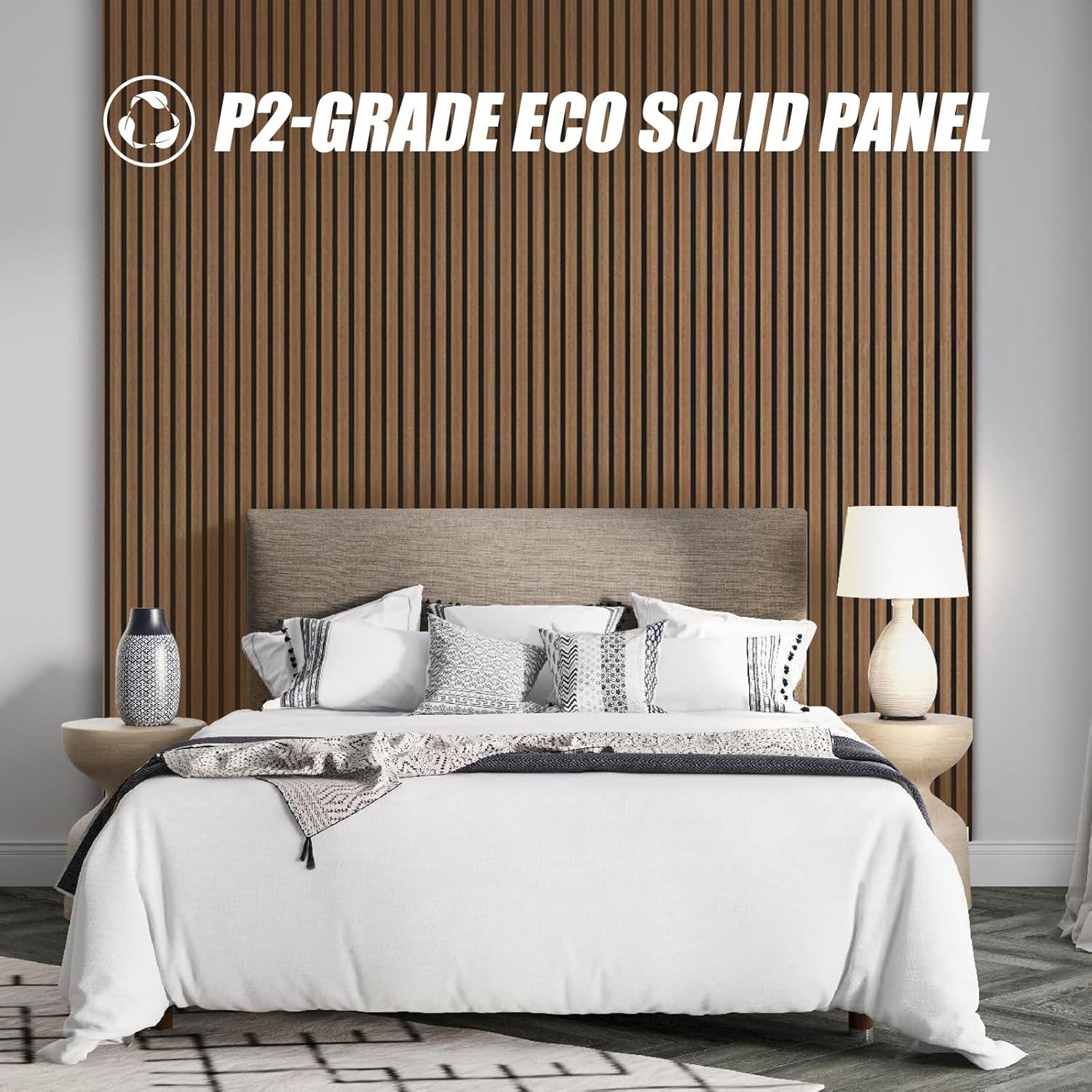 Paquete de 4 Paneles Acústicos de Madera Nogal 240x28 cm