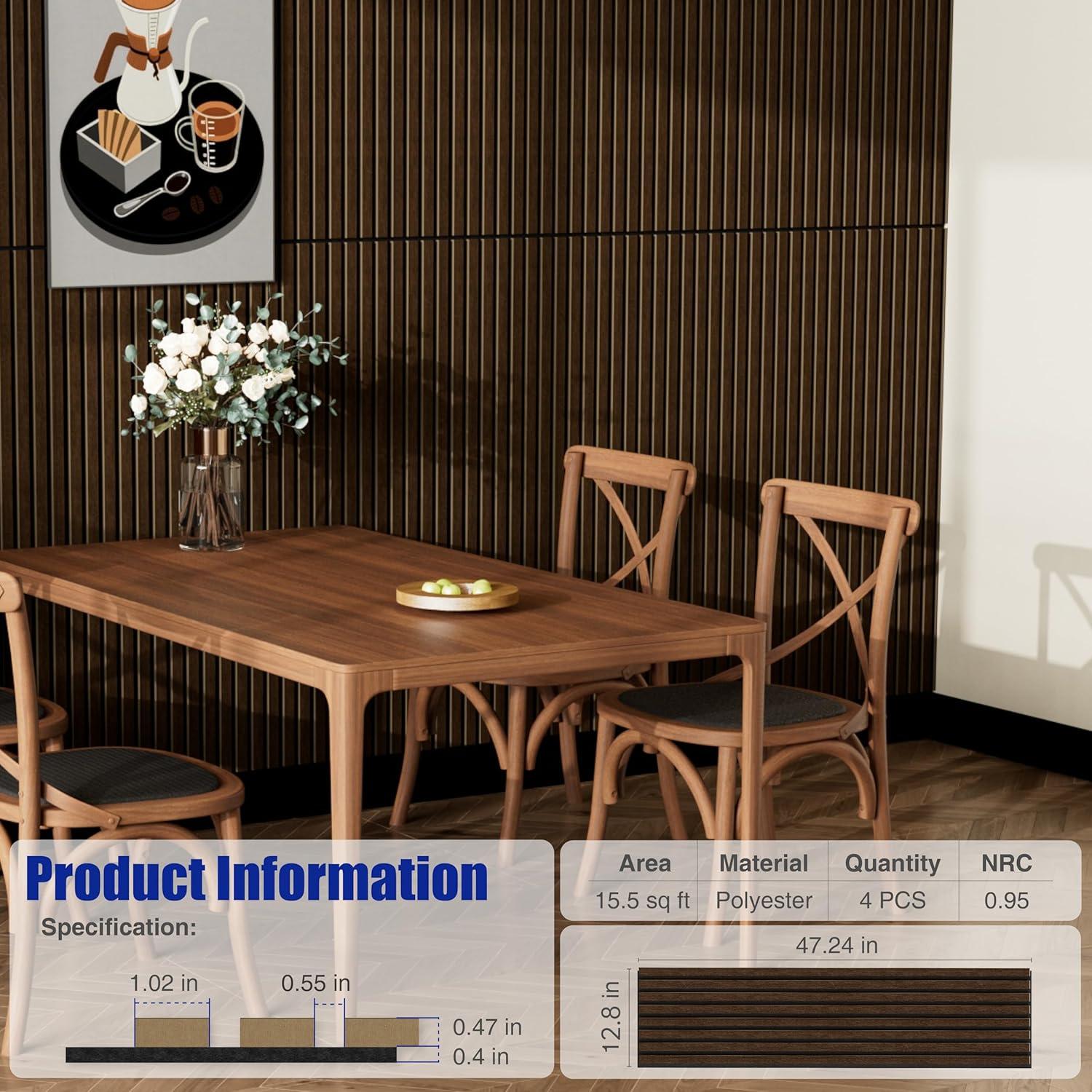 Paneles Acústicos de Madera Reverbeon 4 Piezas 120x32.5 cm