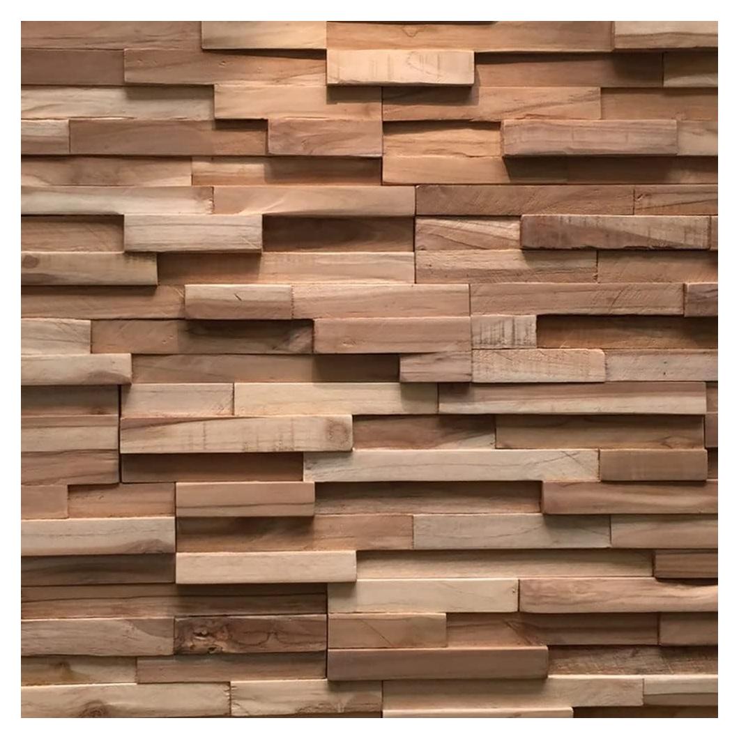 Paneles de Pared 3D Wall!Supply - Madera de Teca Recuperada - Paquete de 10
