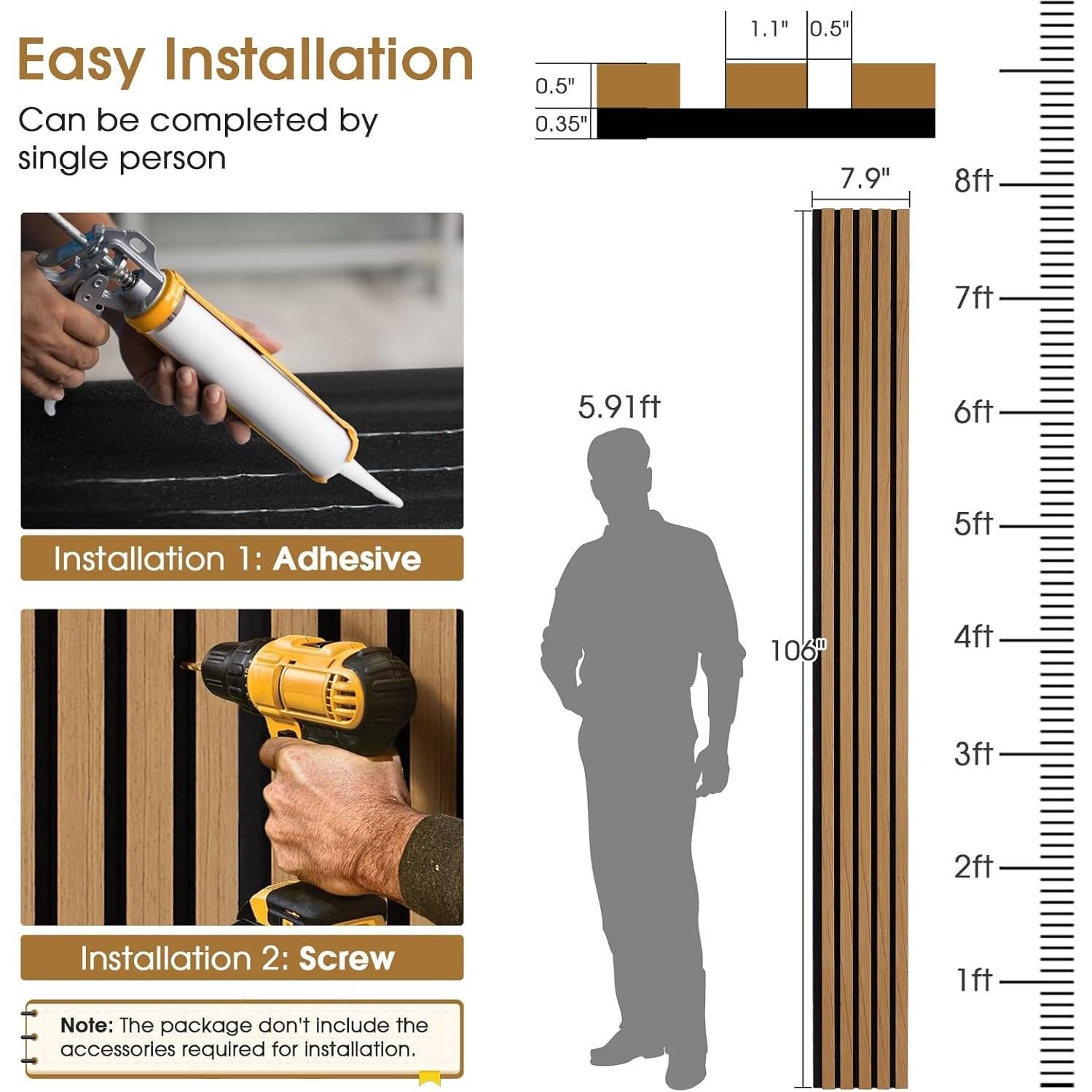 Paneles Acústicos de Madera Teca 4 Piezas 240x20 cm LarWorks