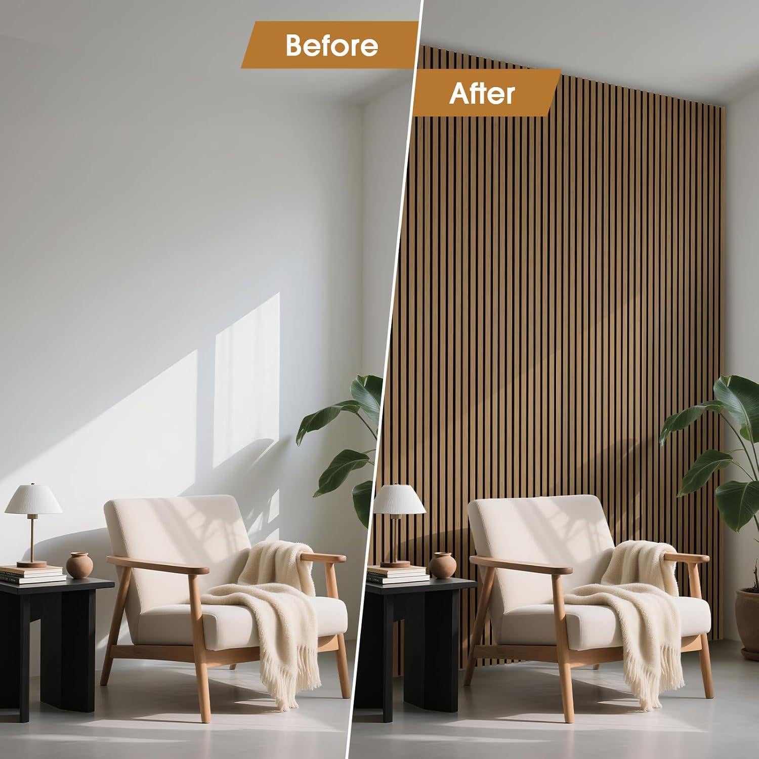 Paneles Acústicos de Madera Teca 4 Piezas 240x20 cm LarWorks