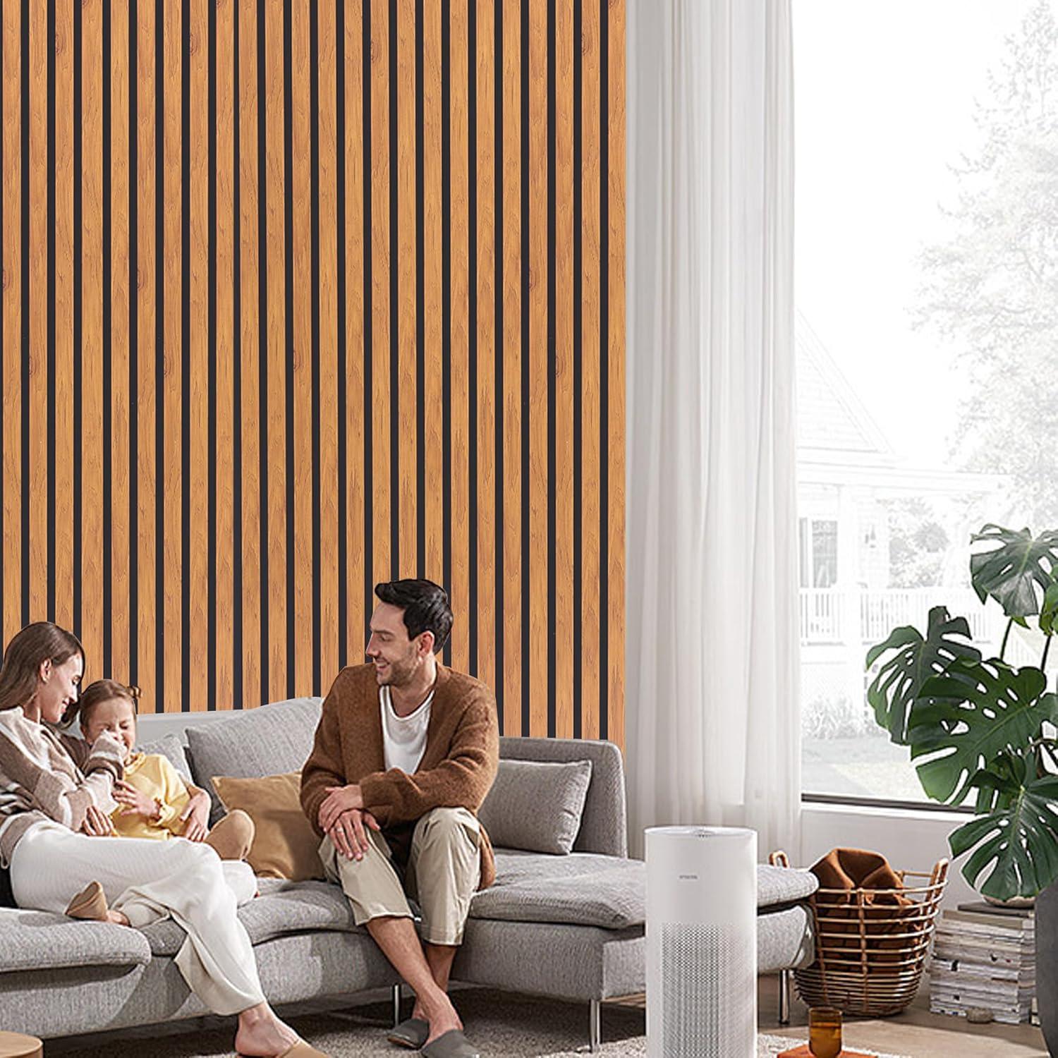 Paneles Acústicos de Pared Taaizau 4 Piezas Nuez Natural 121.9x61 cm