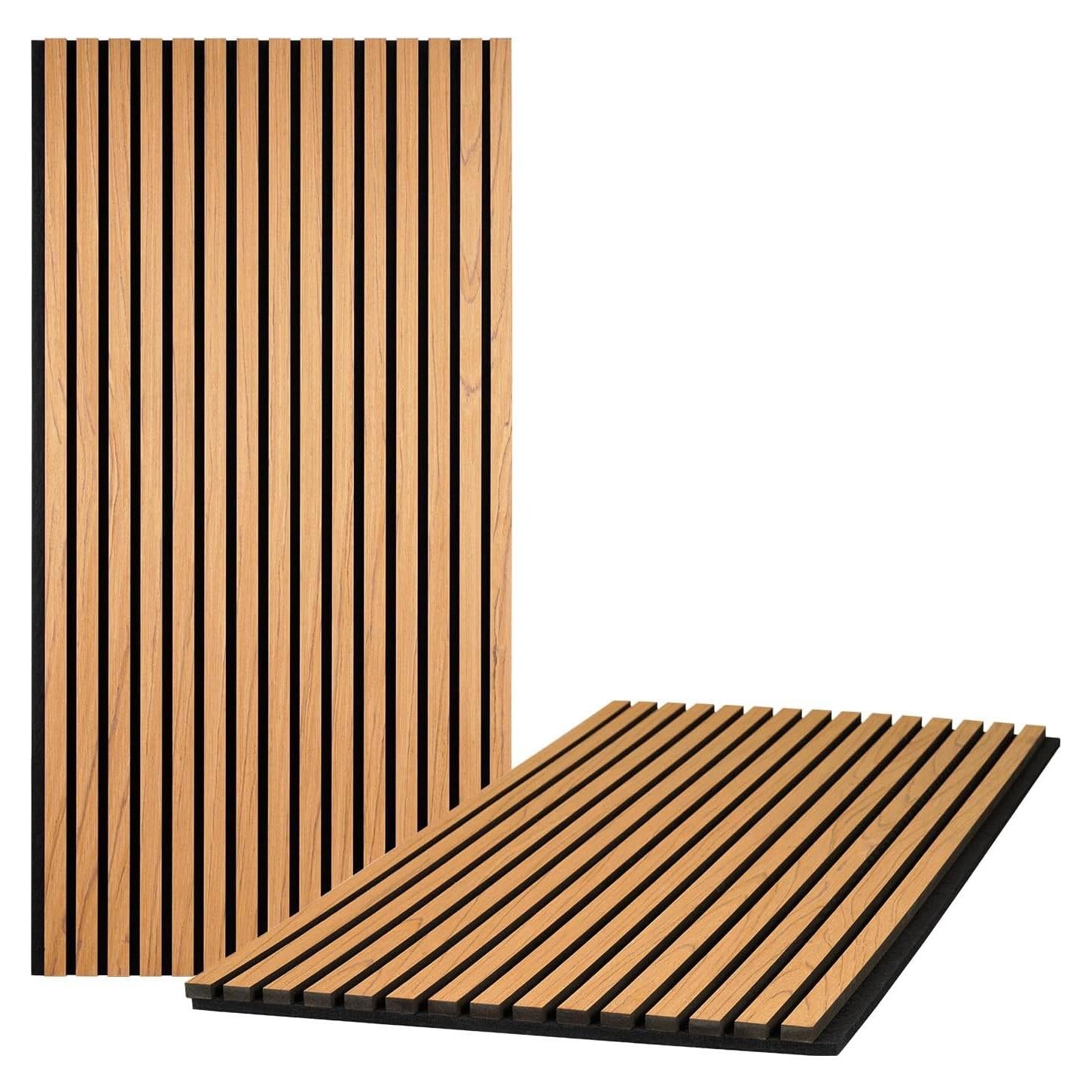 Paneles Acústicos de Madera QUEENLINK 2 Piezas 118x60.5cm Roble