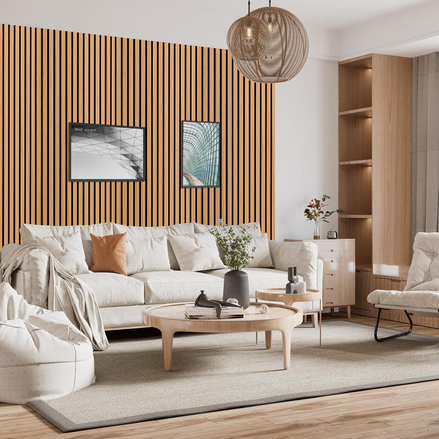 Paneles Acústicos de Madera QUEENLINK 2 Piezas 118x60.5cm Roble