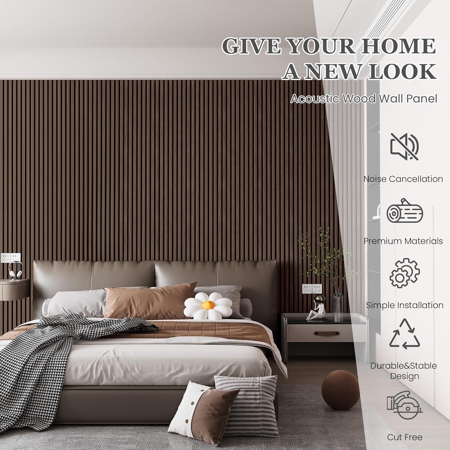 Paneles Acústicos de Madera LDB 4 Piezas 238.8x32 cm Nogal