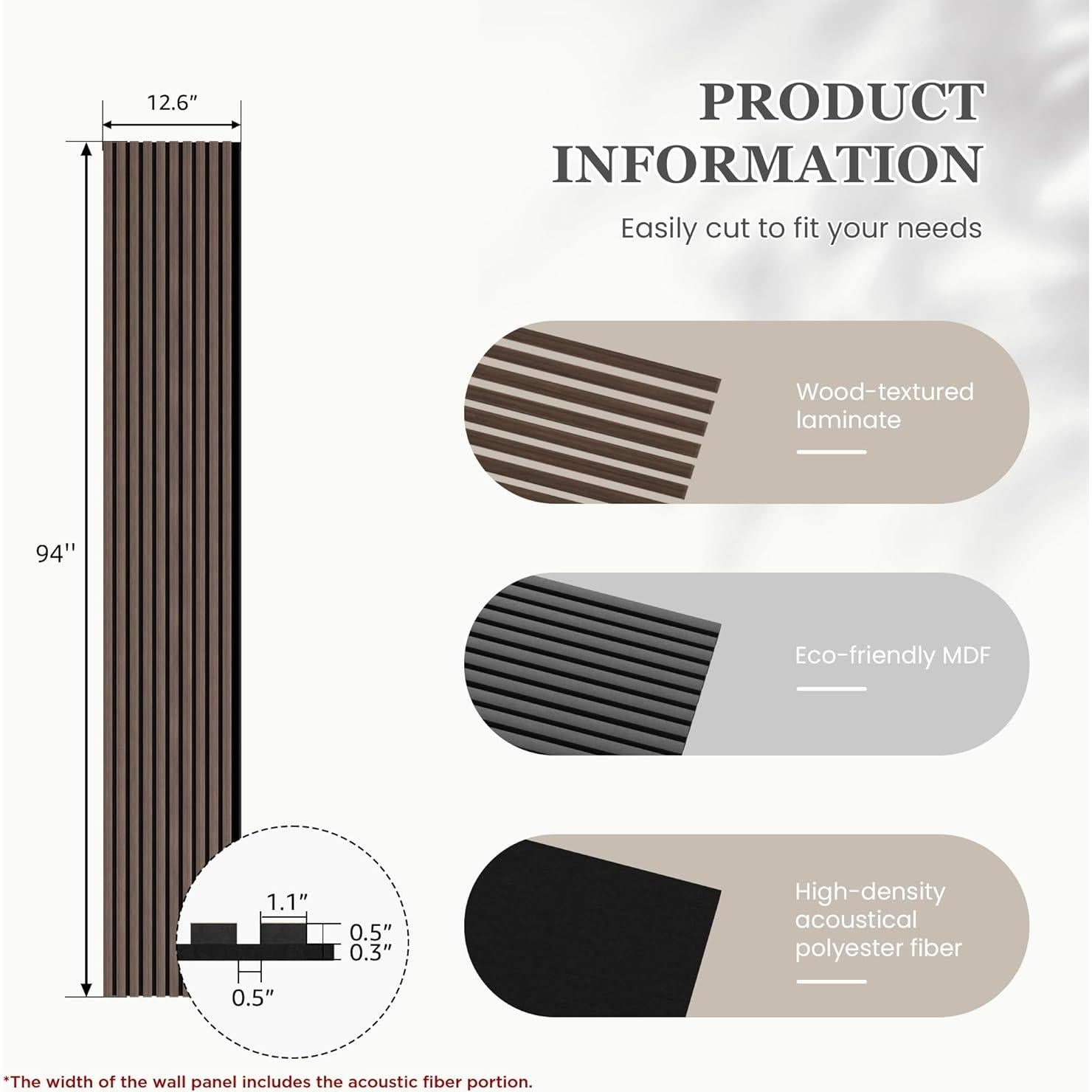 Paneles Acústicos de Madera LDB 4 Piezas 238.8x32 cm Nogal