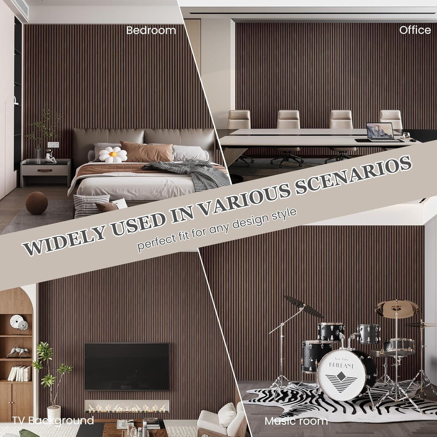 Paneles Acústicos de Madera LDB 4 Piezas 238.8x32 cm Nogal