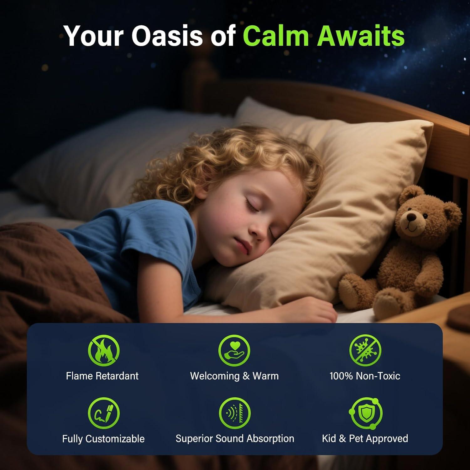 Paquete de 12 Paneles Acústicos Hexagonales Negros 20x20cm