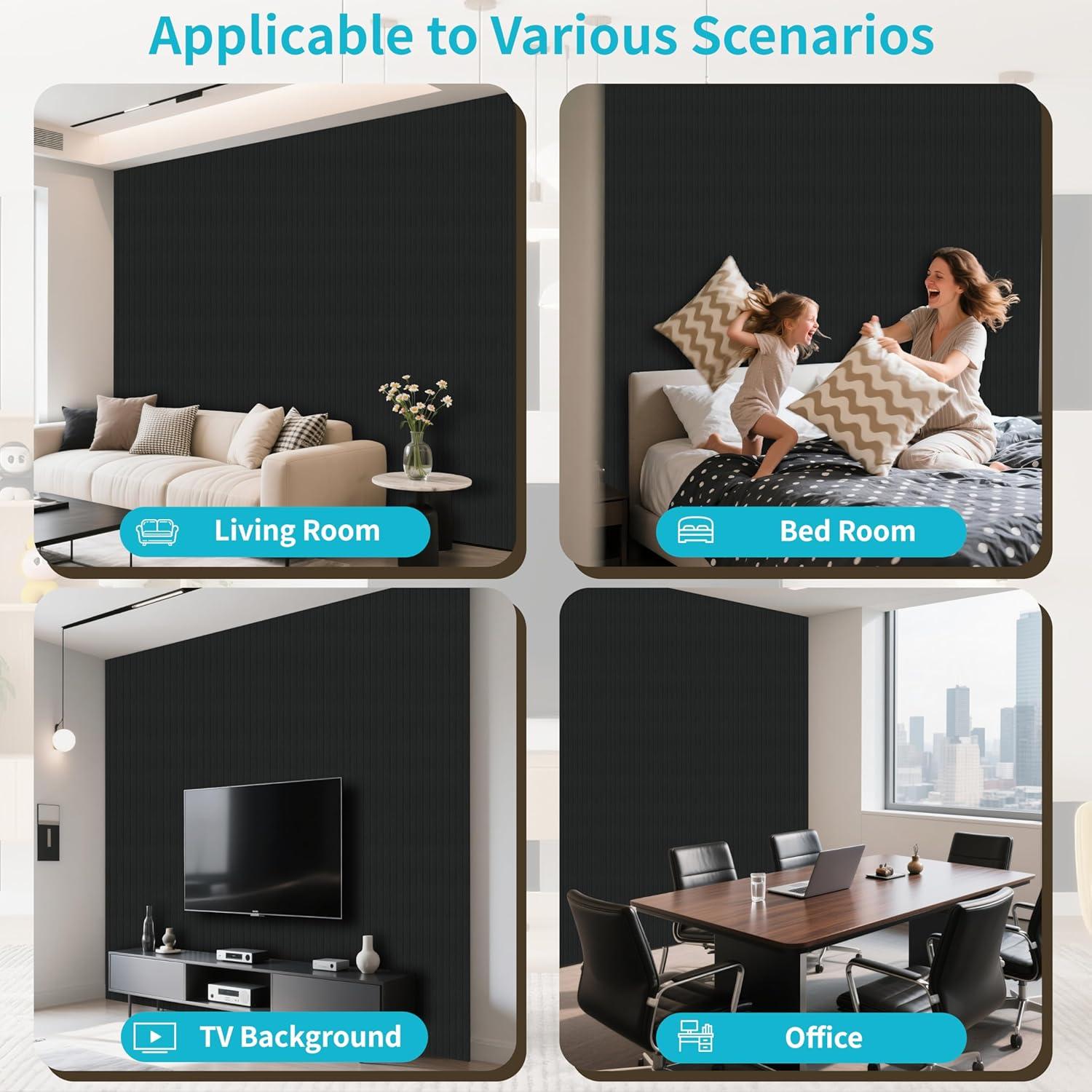 Paquete de 6 Paneles Acústicos 120x60 cm Aislantes Negro