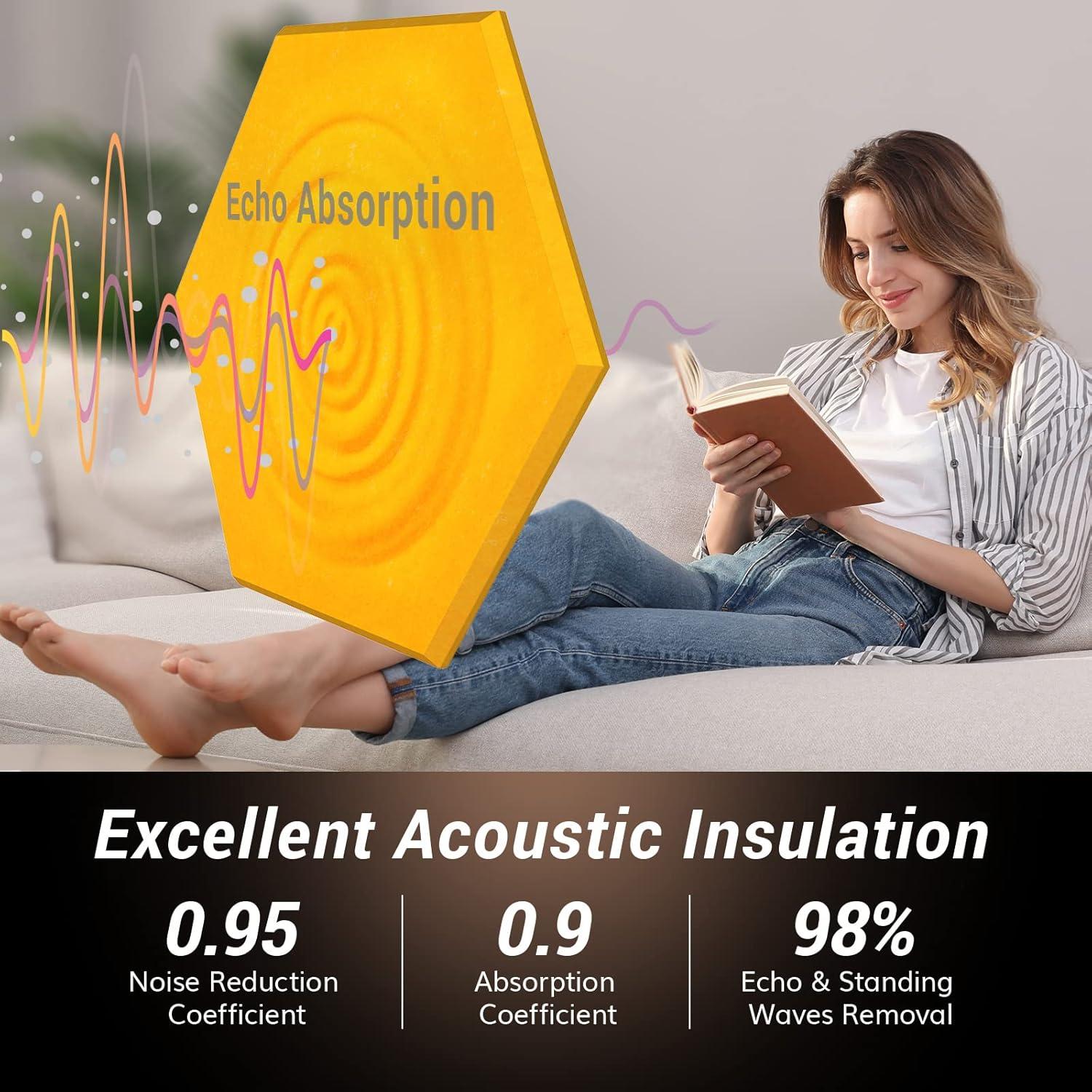 Paquete de 12 Paneles Acústicos Hexagonales TONOR Amarillo