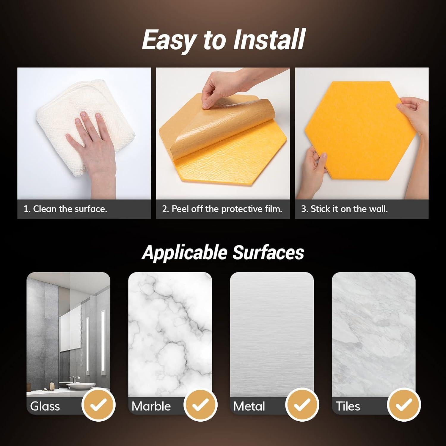 Paquete de 12 Paneles Acústicos Hexagonales TONOR Amarillo