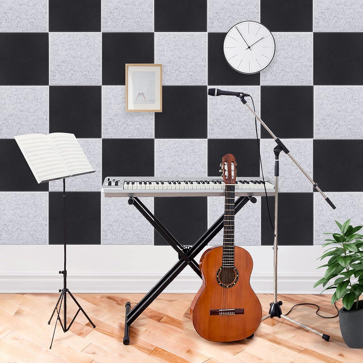 Paquete de 12 Paneles Acústicos de Espuma 30.48x30.48cm Gris