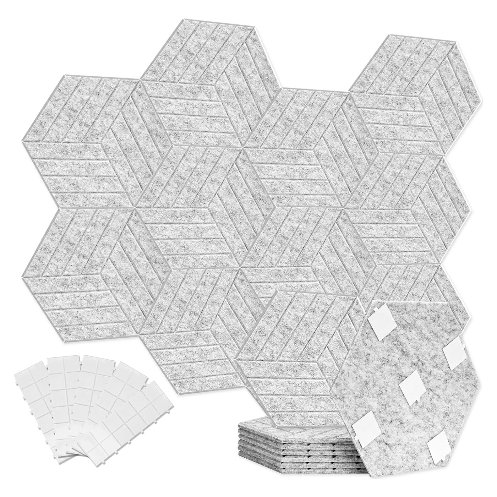 Paneles Acústicos Hexagonales Podazz 12 Piezas 30.48x25.4 cm