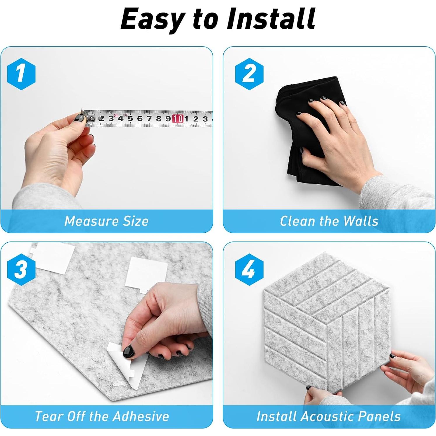 Paneles Acústicos Hexagonales Podazz 12 Piezas 30.48x25.4 cm