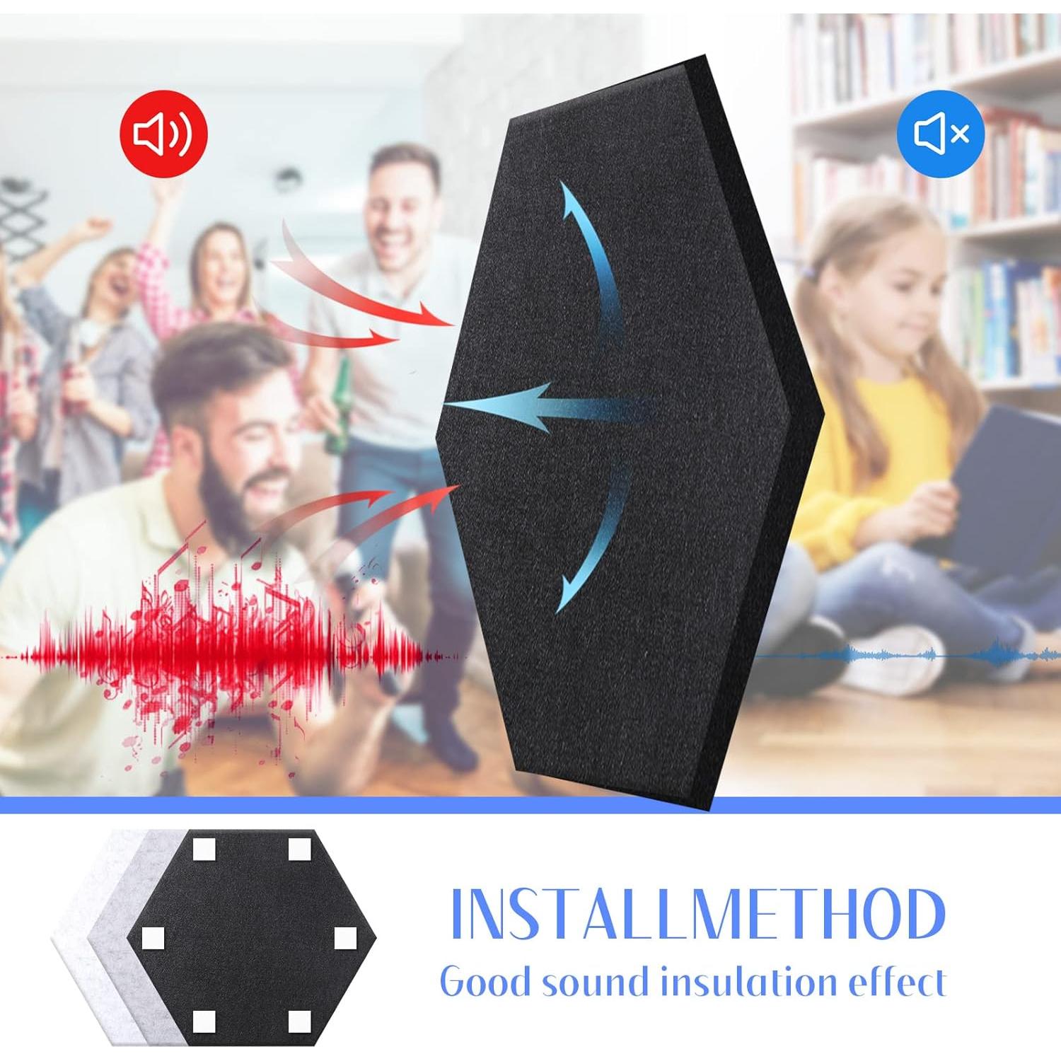 24 Paneles Acústicos Hexagonales 30x26 cm Aislantes Sonido