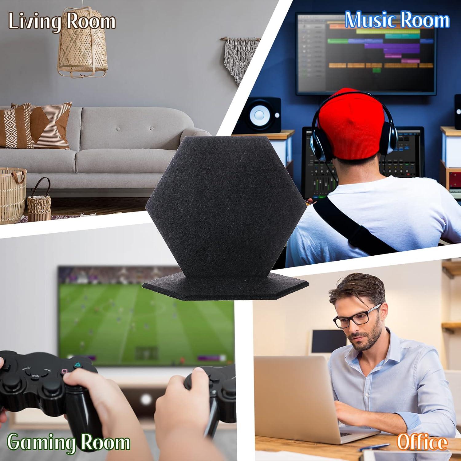 24 Paneles Acústicos Hexagonales 30x26 cm Aislantes Sonido