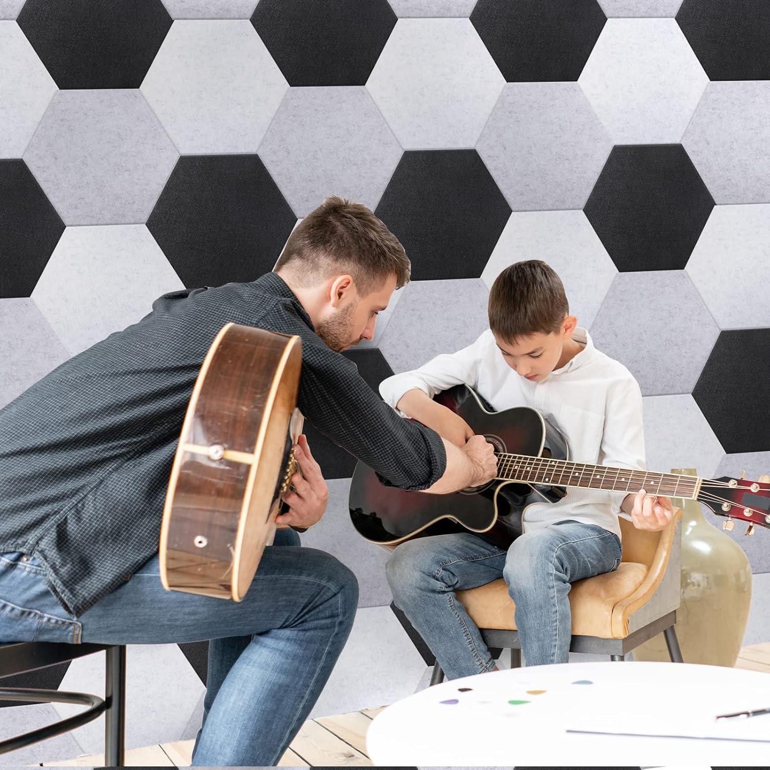 24 Paneles Acústicos Hexagonales 30x26 cm Aislantes Sonido