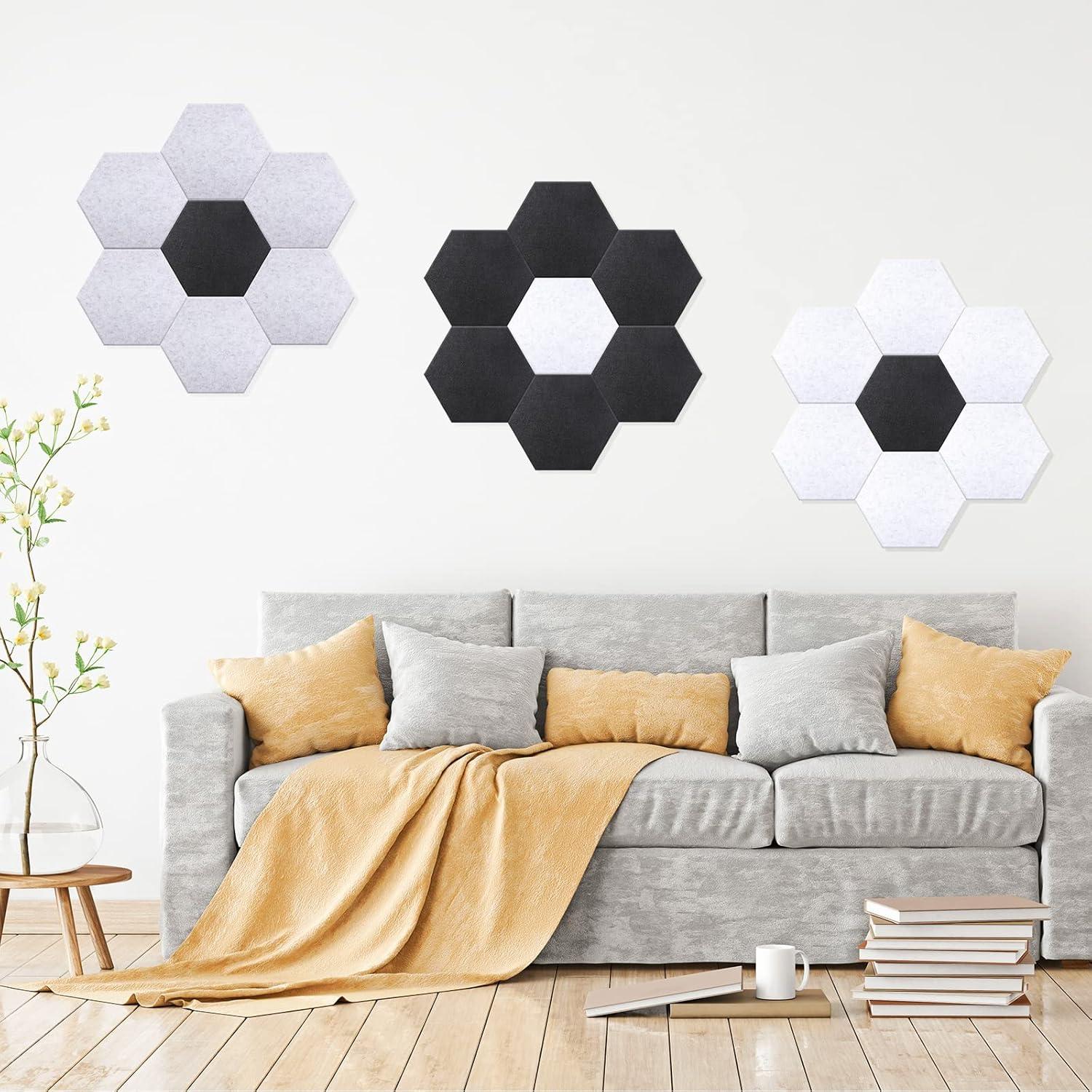 24 Paneles Acústicos Hexagonales 30x26 cm Aislantes Sonido