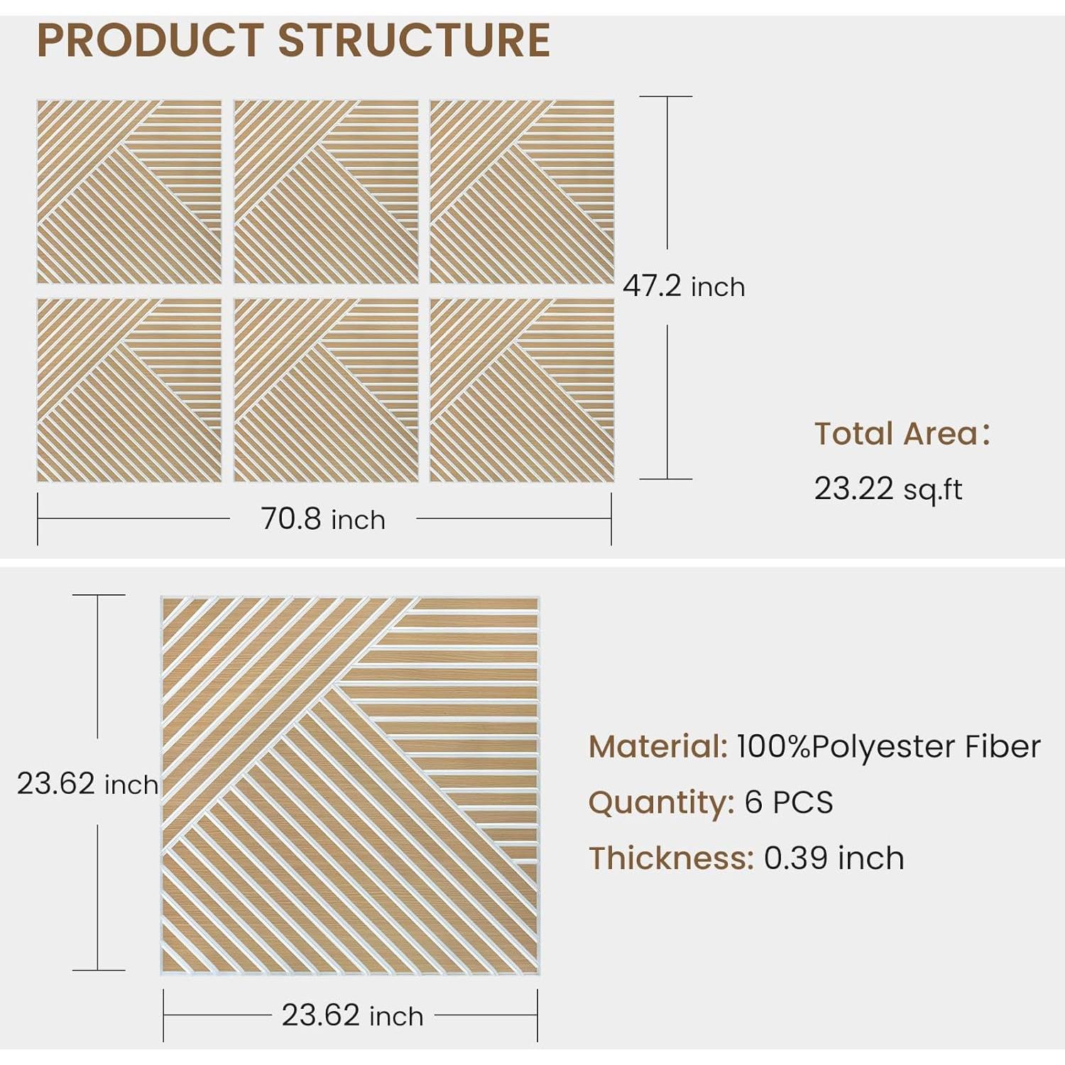 Paneles Acústicos Foritrue 6 Piezas 60x60 cm Autoadhesivos