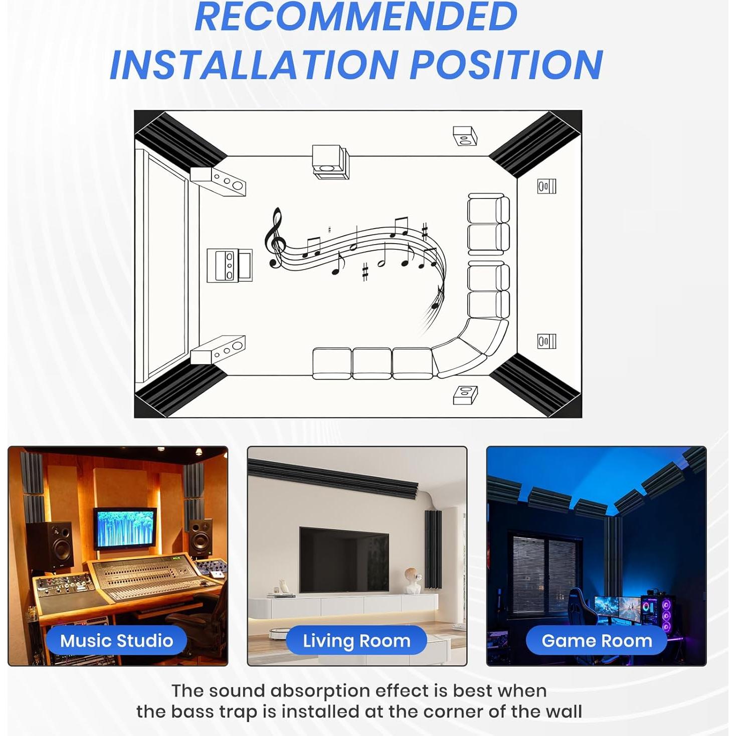 Trampas de Graves de Esquina Focusound 8 Pack 30.48cm