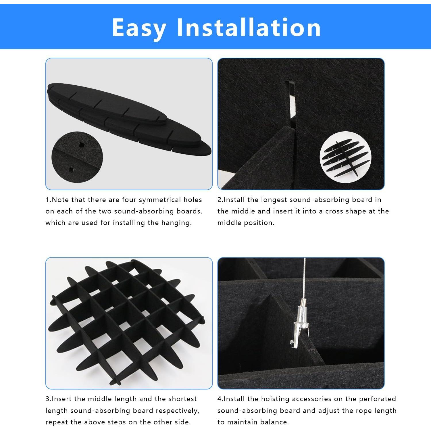 Panel Acústico Colgante POOMEL Waffle Negro 1.96m