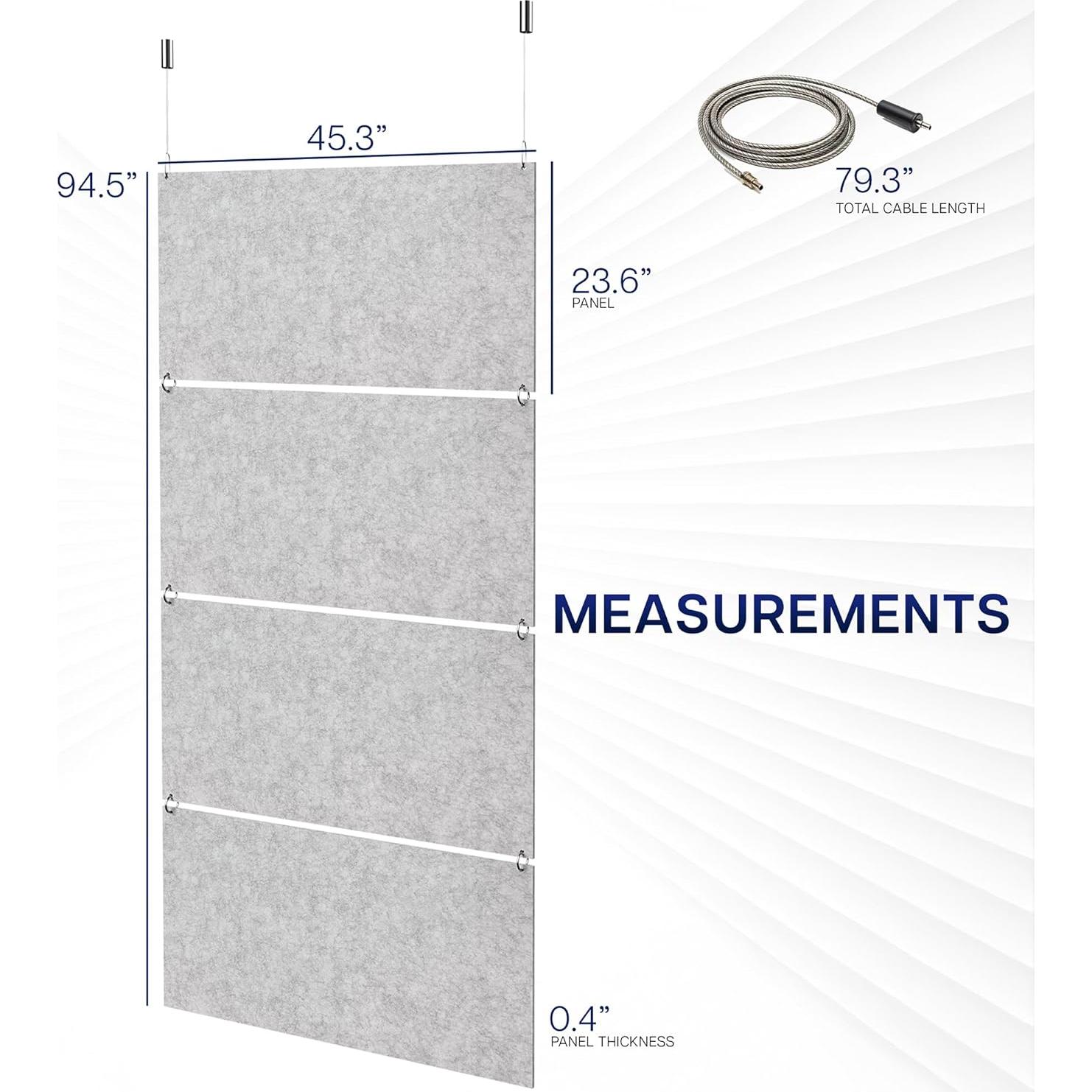 Paneles Acústicos Colgantes VIVO PP-C45G, Absorbente de Sonido 240 cm