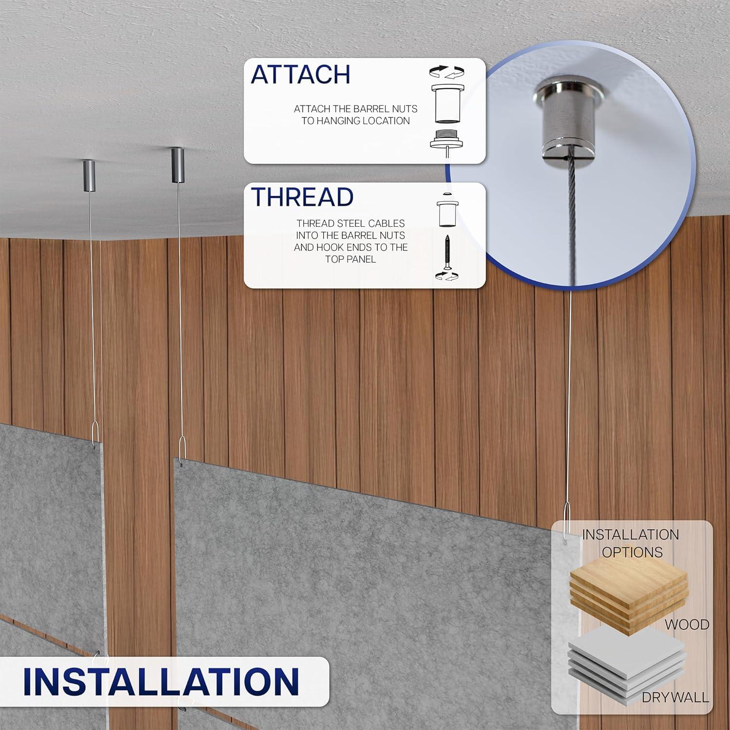 Paneles Acústicos Colgantes VIVO PP-C45G, Absorbente de Sonido 240 cm