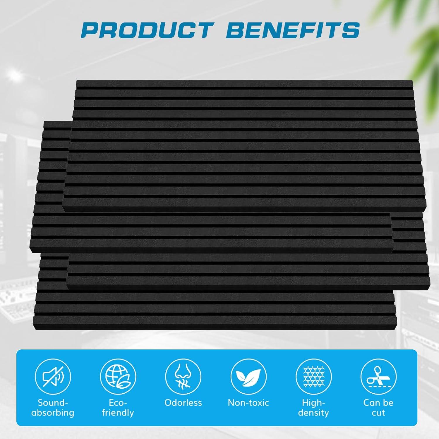 Paneles de Espuma Acústica Aislantes 4 Piezas 121.9x60.9cm Negro