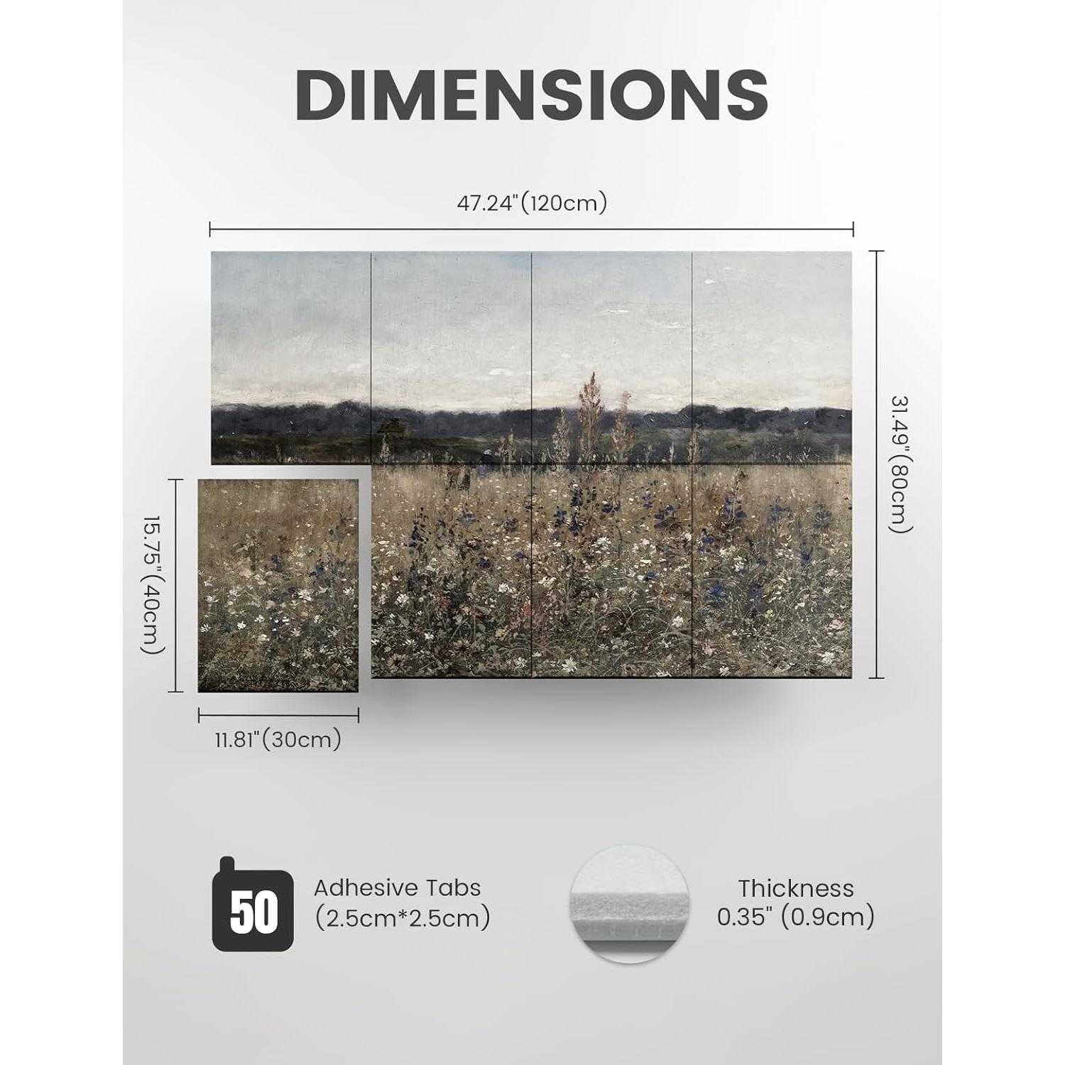 Paneles Acústicos de Arte Champ Fleuri - 8 Piezas 119.38x78.74cm